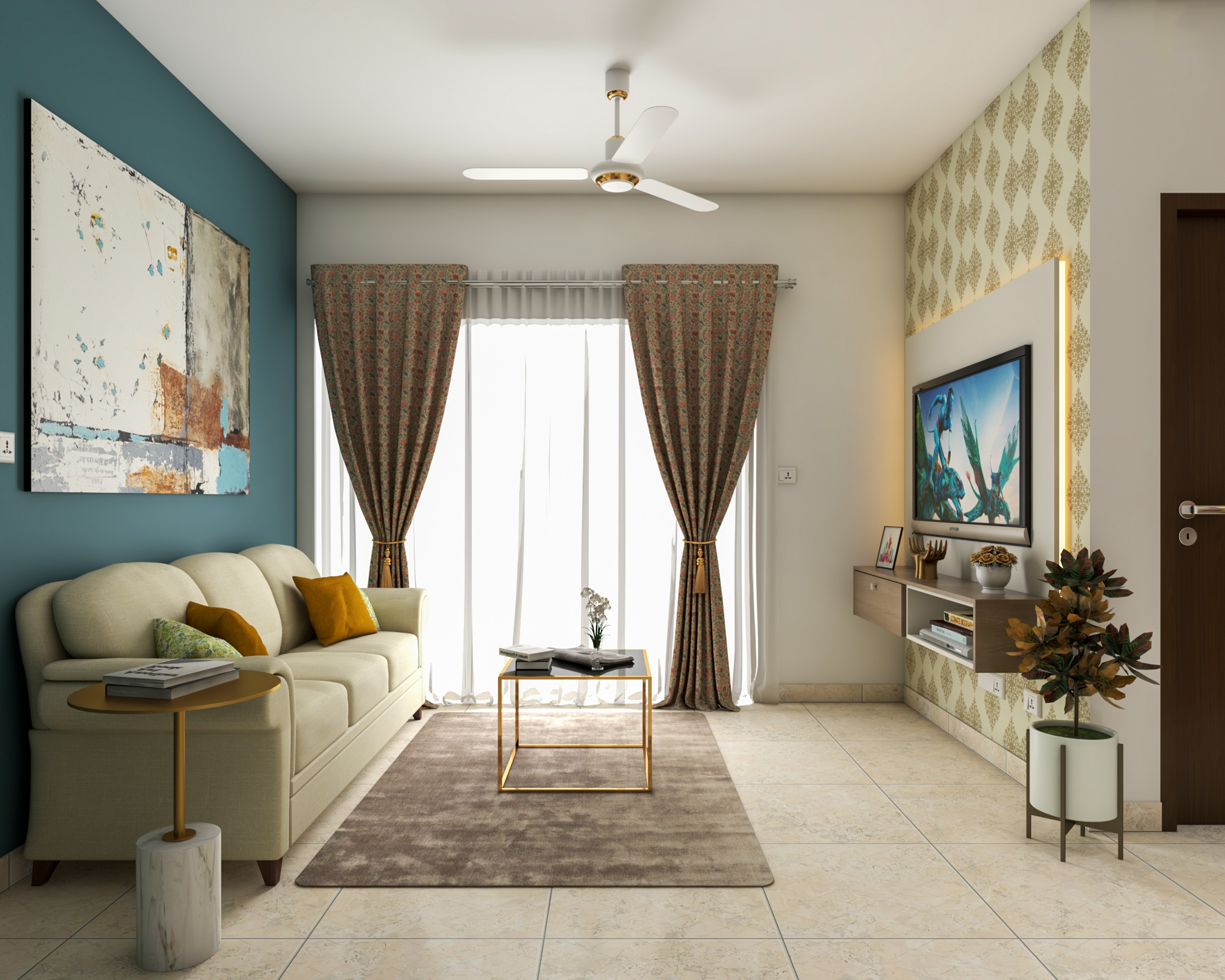 Modern Compact Convenient Living Room - Livspace