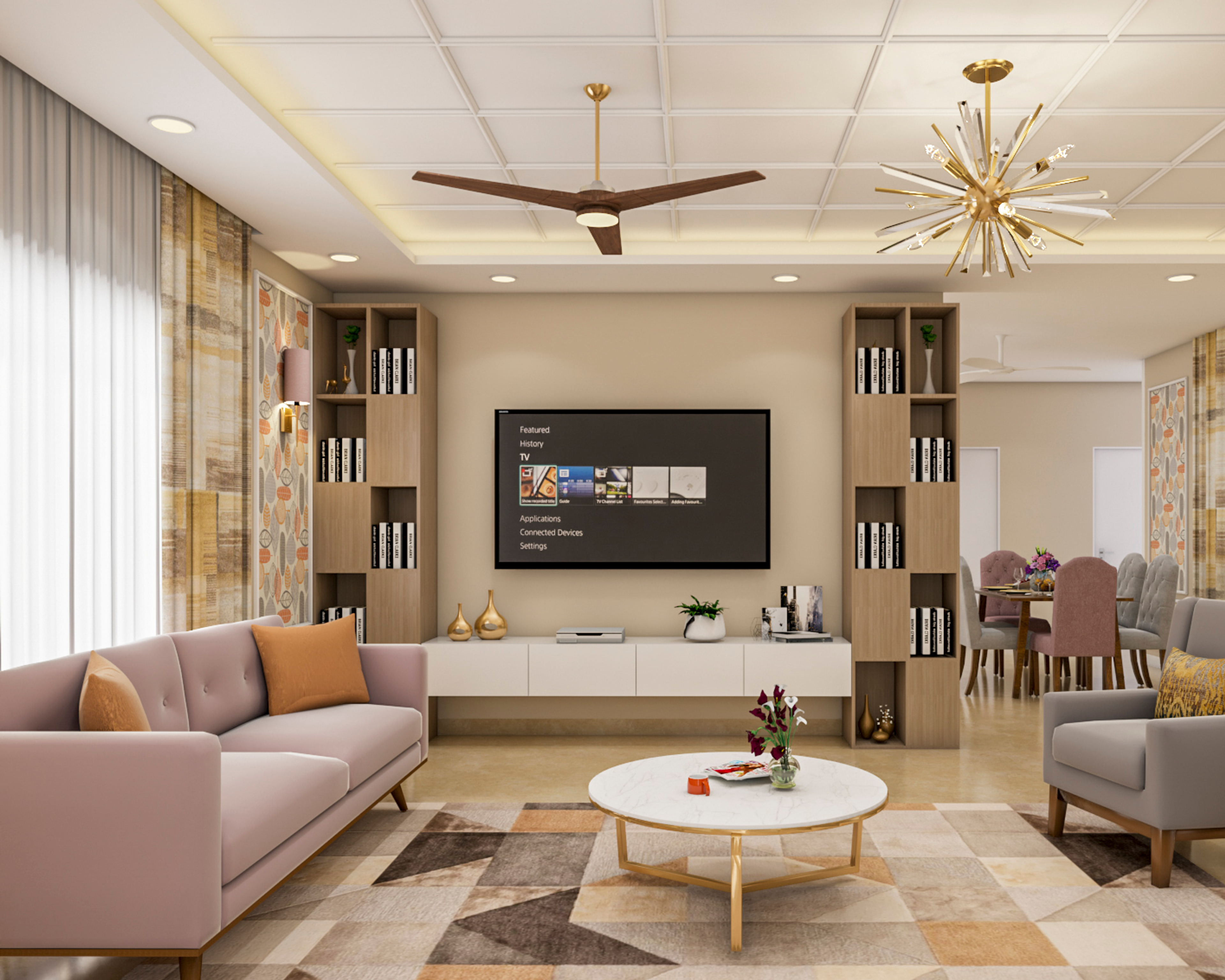 Convenient Well Planned Living Room - Livspace