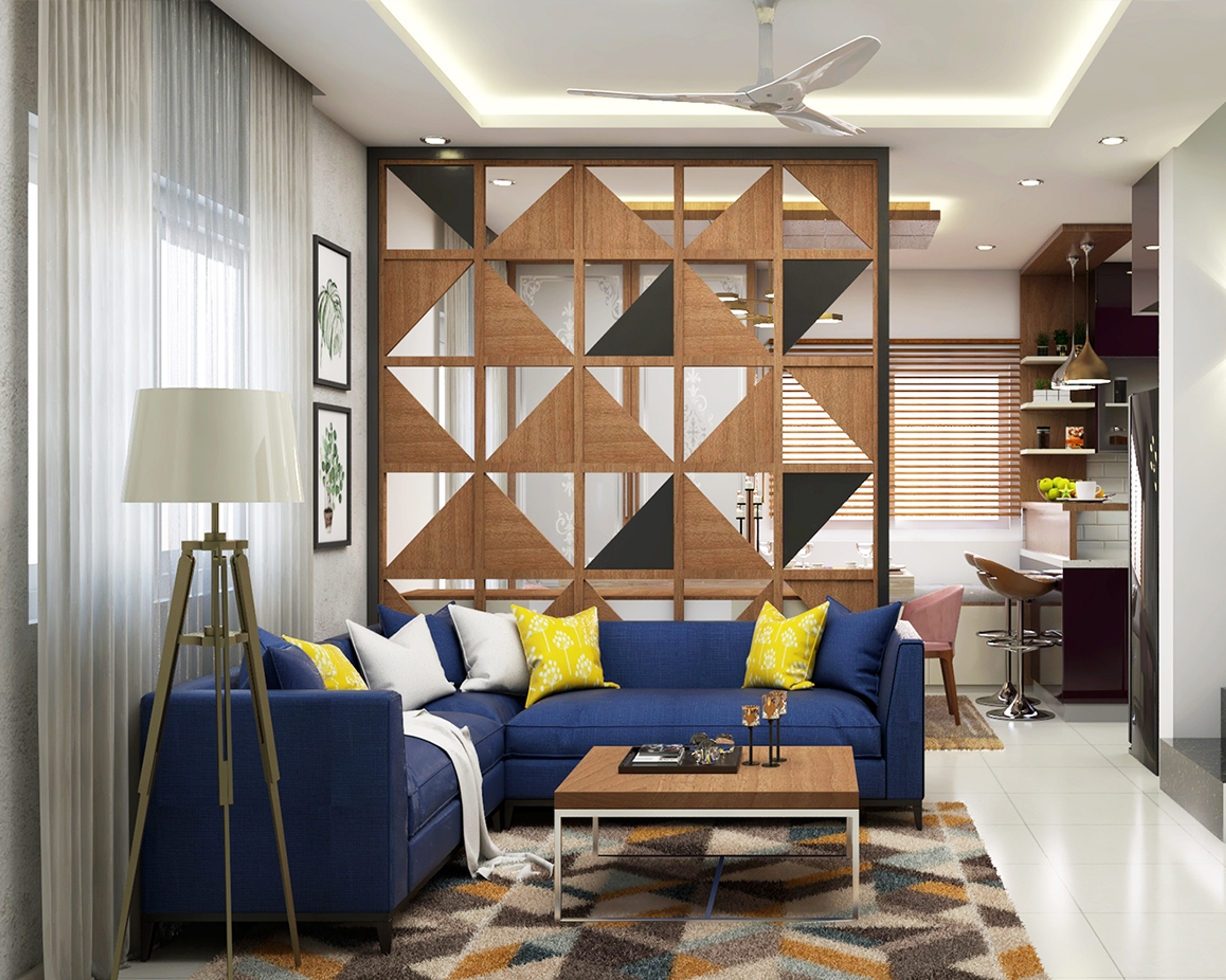 Contemporary Styled Spacious Living Room - Livspace