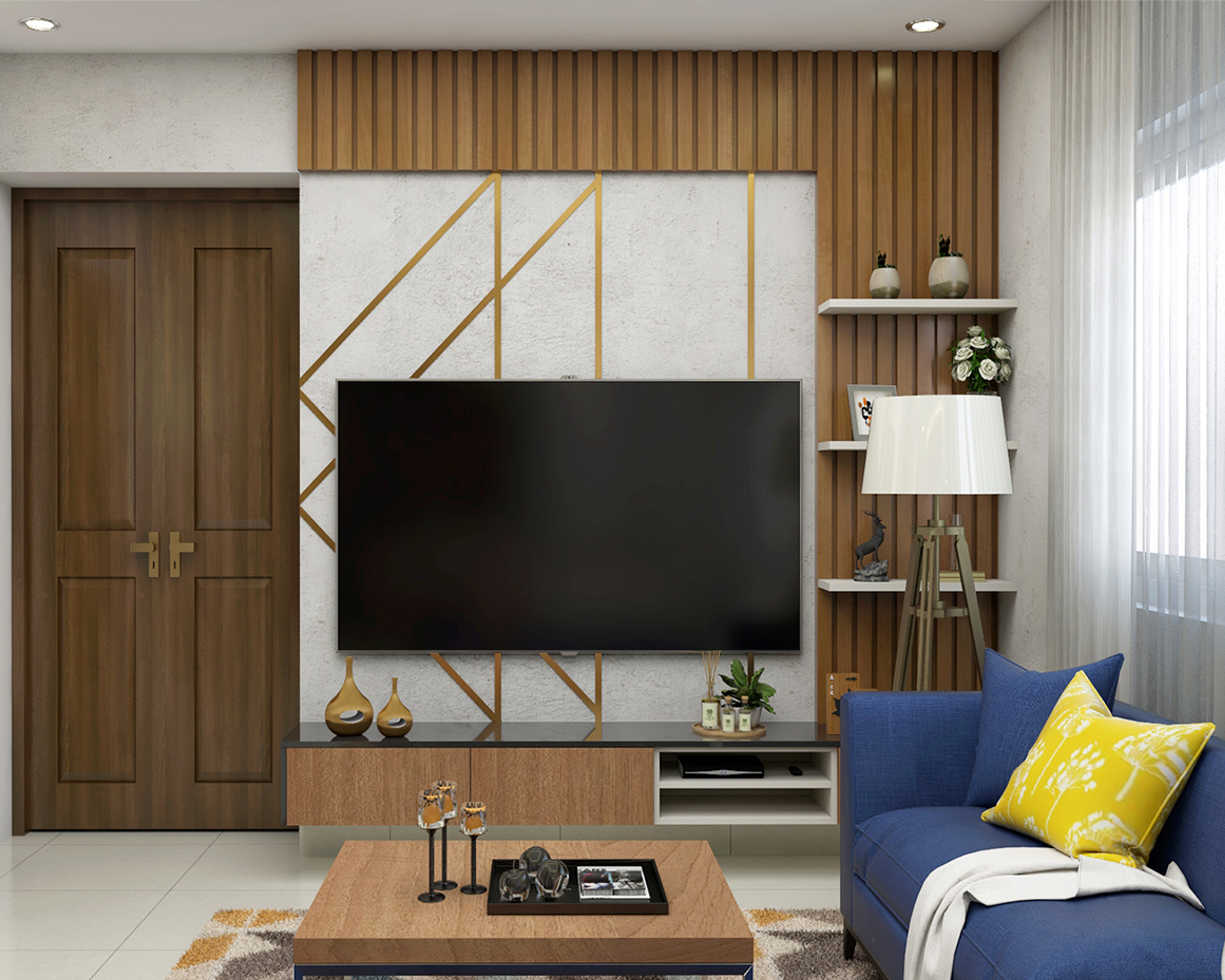 Contemporary Styled Spacious Living Room - Livspace