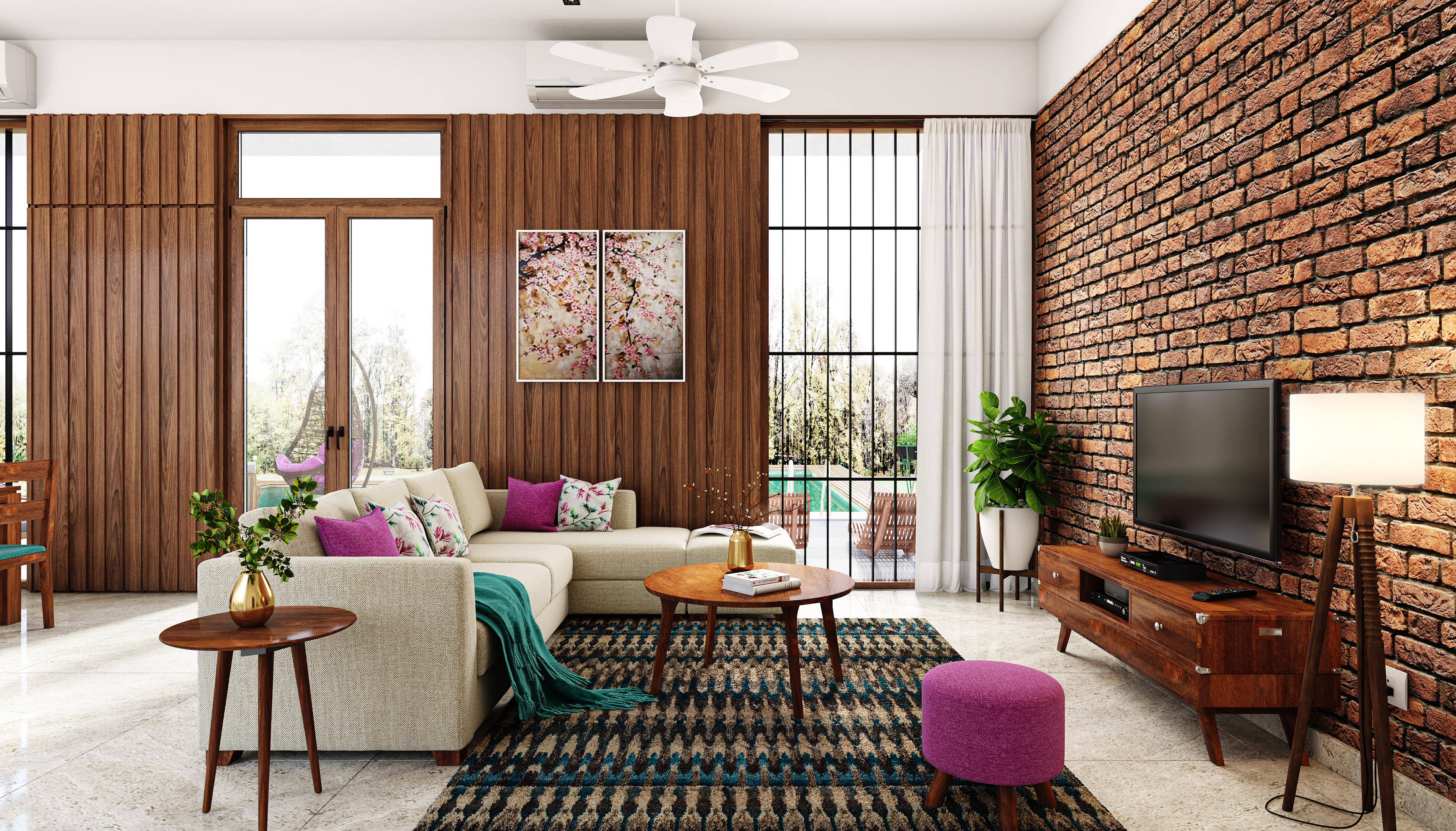 Industrial Themed Spacious Living Room