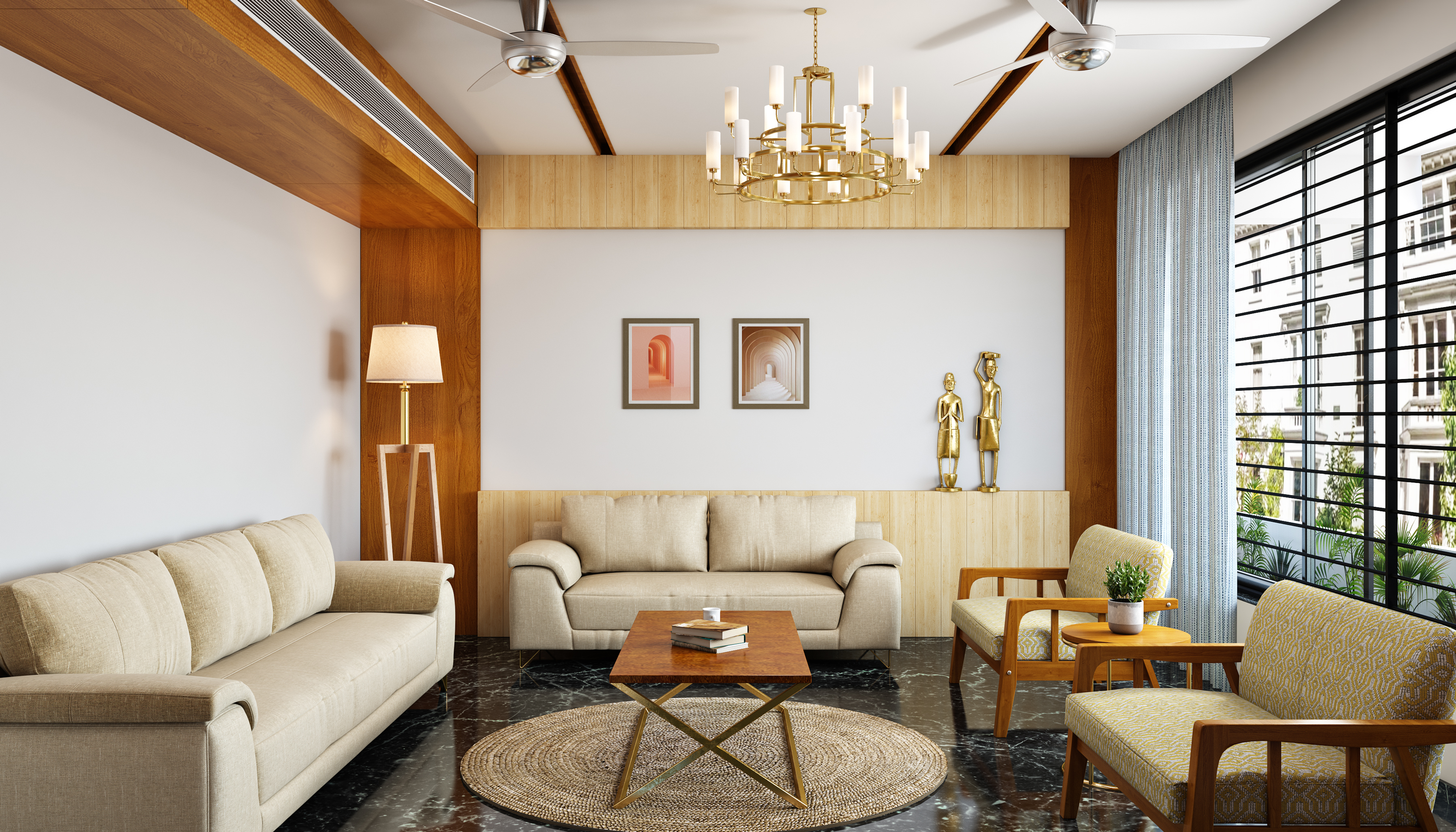 Traditional Style Spacious Living Room