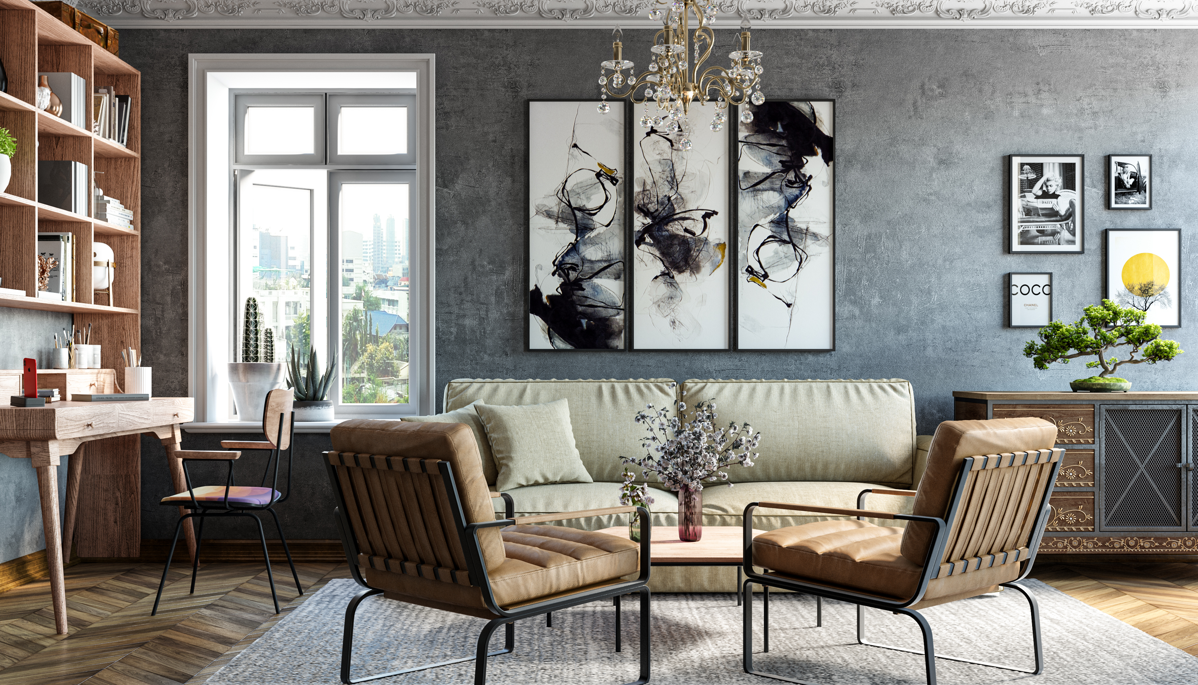 Art Deco Style Compact Living Room