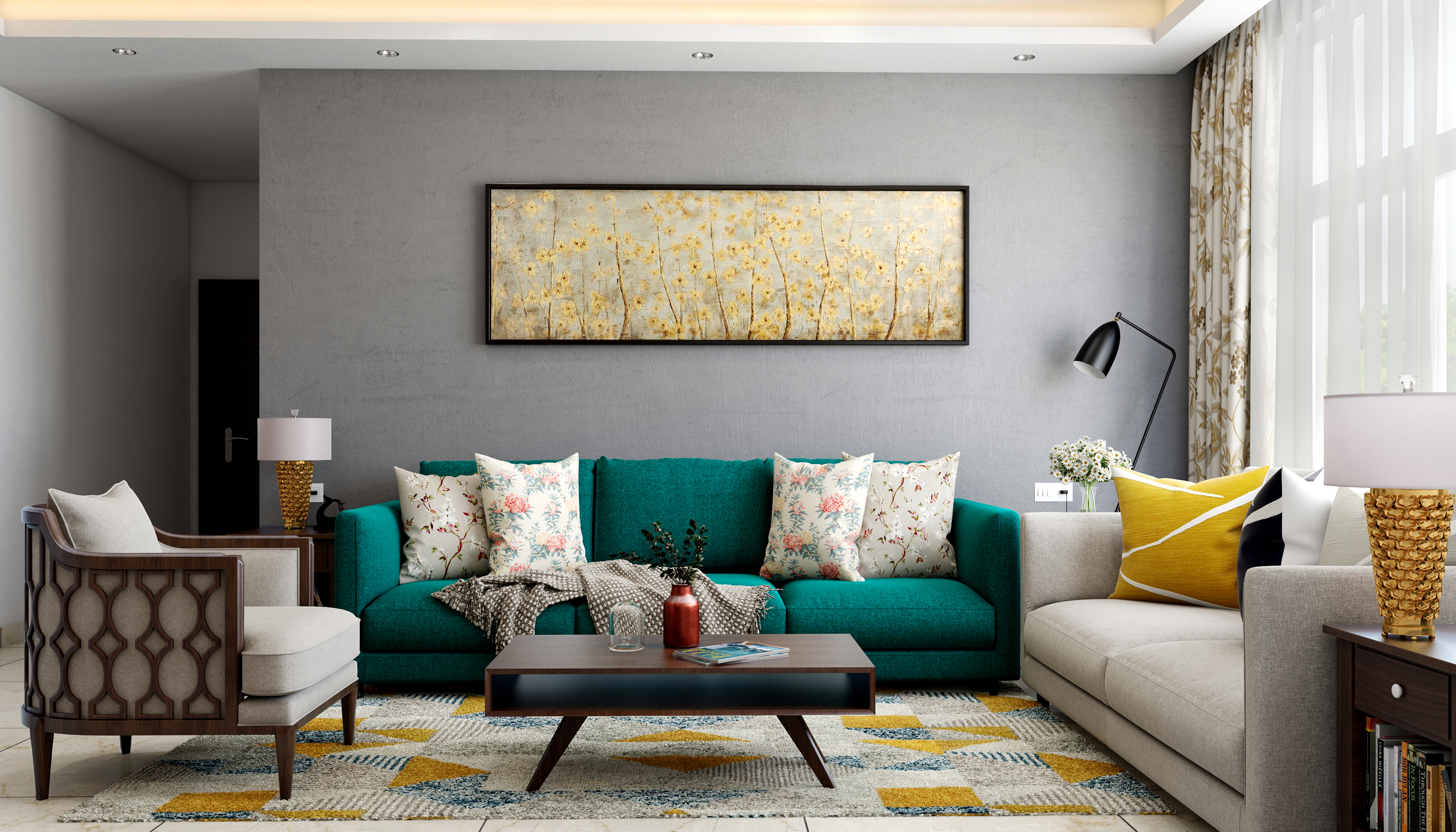 Contemporary Style Spacious Living Room