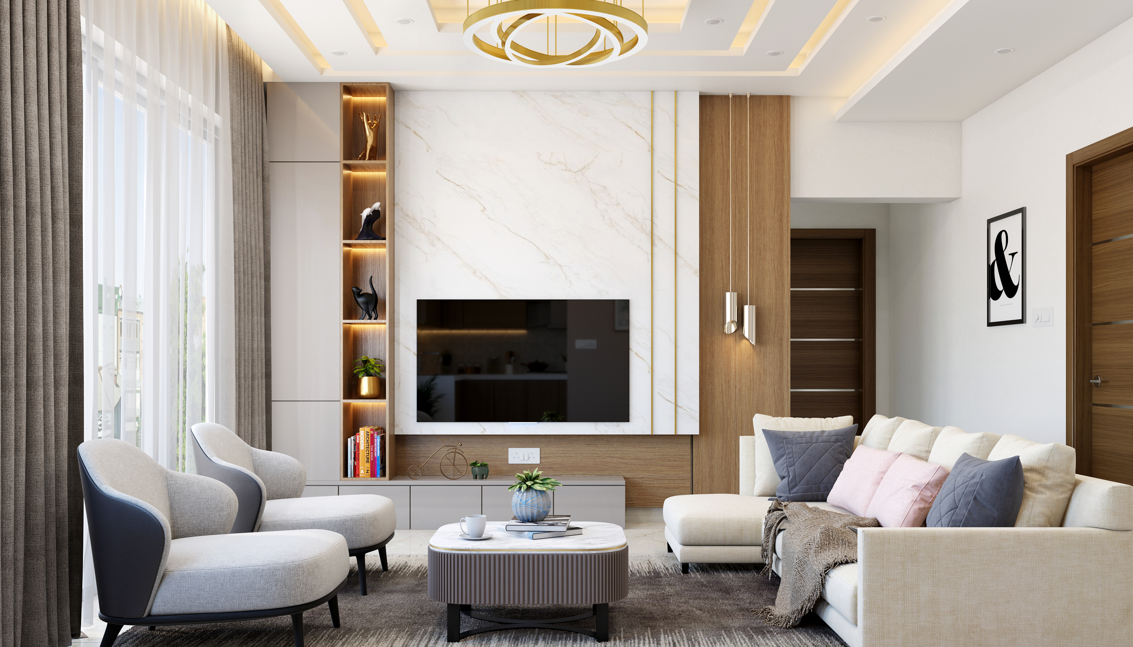 Contemporary Style Compact Living Room