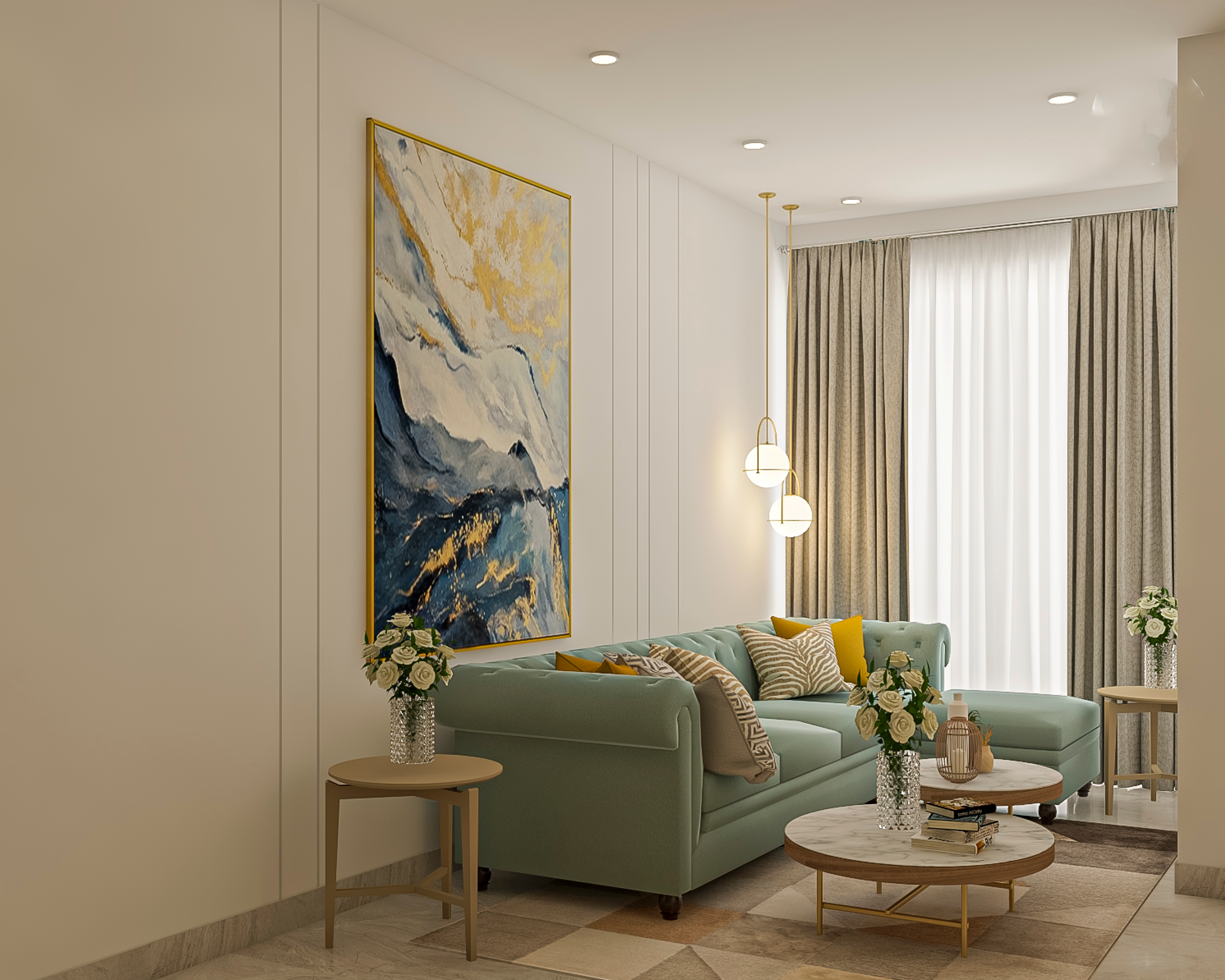 Compact Modern Sleek Living Room - Livspace