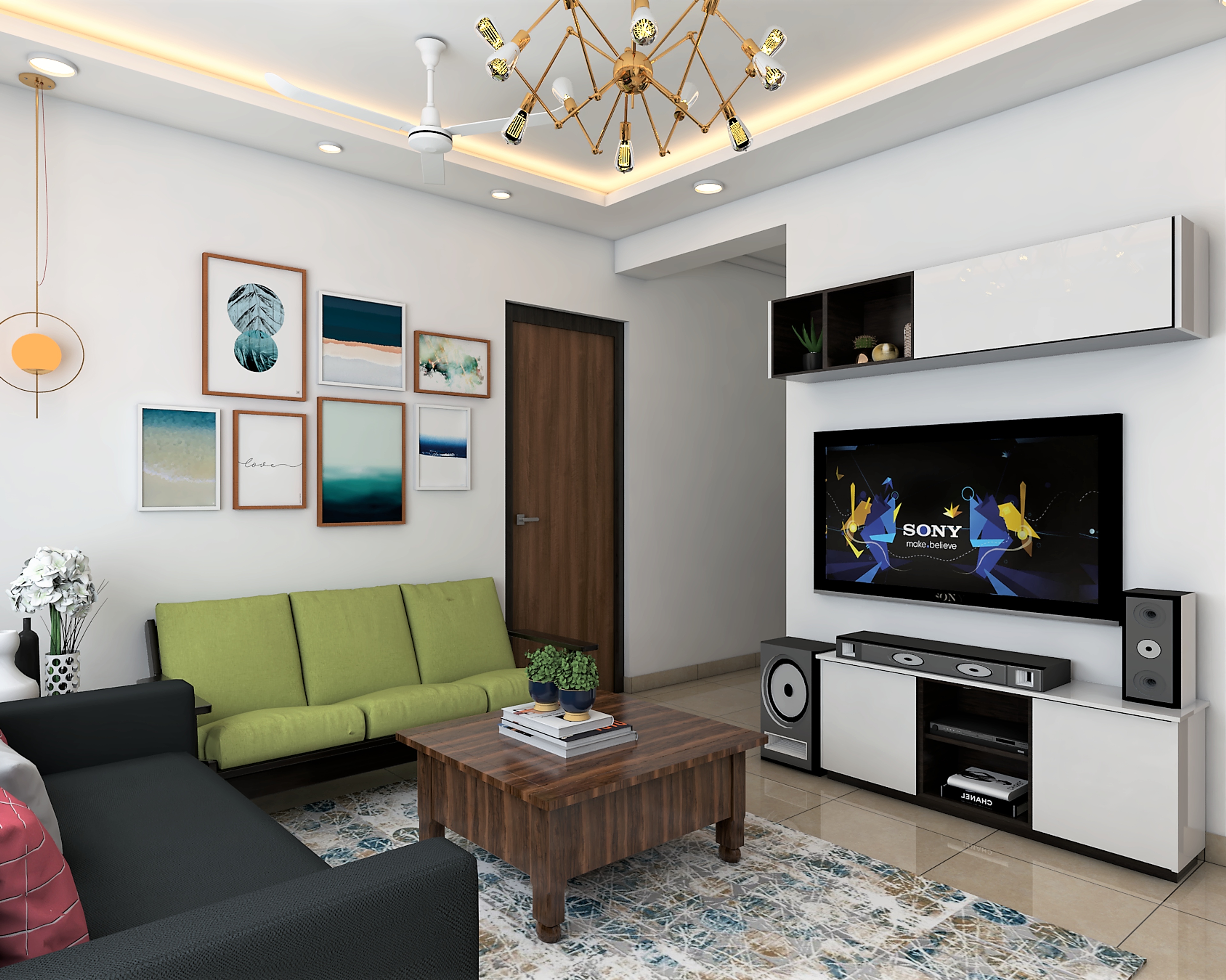 Gaudi-Themed Spacious Living Room - Livspace