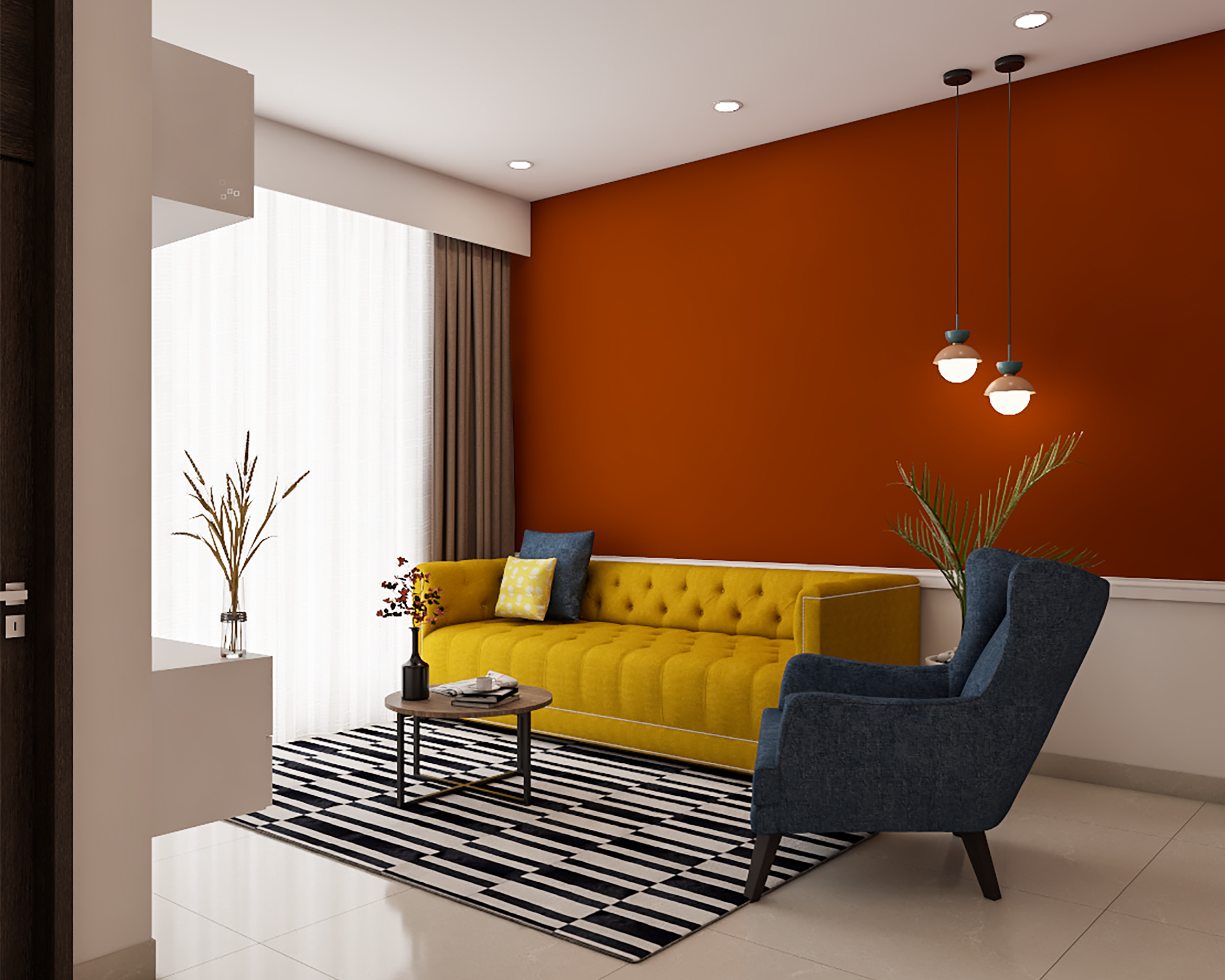 Compact Modern Themed Living Room - Livspace