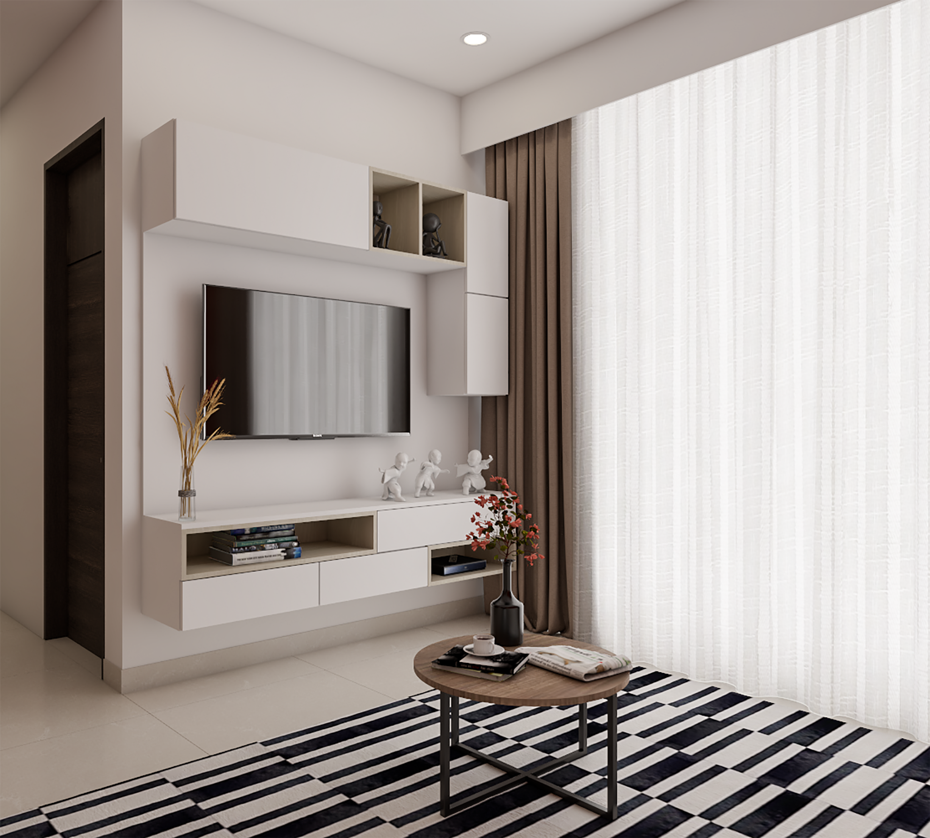 Compact Modern Themed Living Room - Livspace