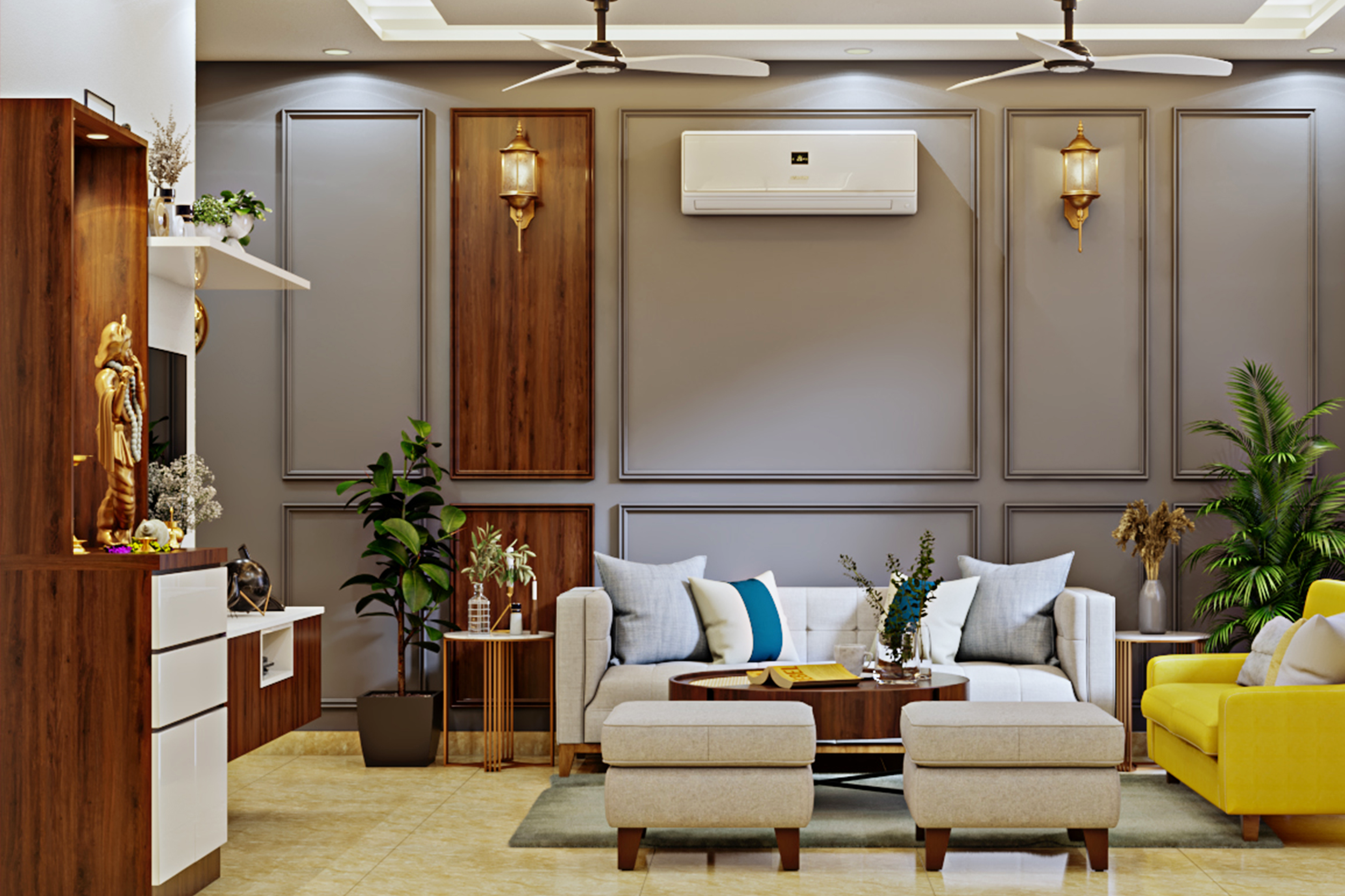 Multi-functional Contemporary Spacious Living Room - Livspace