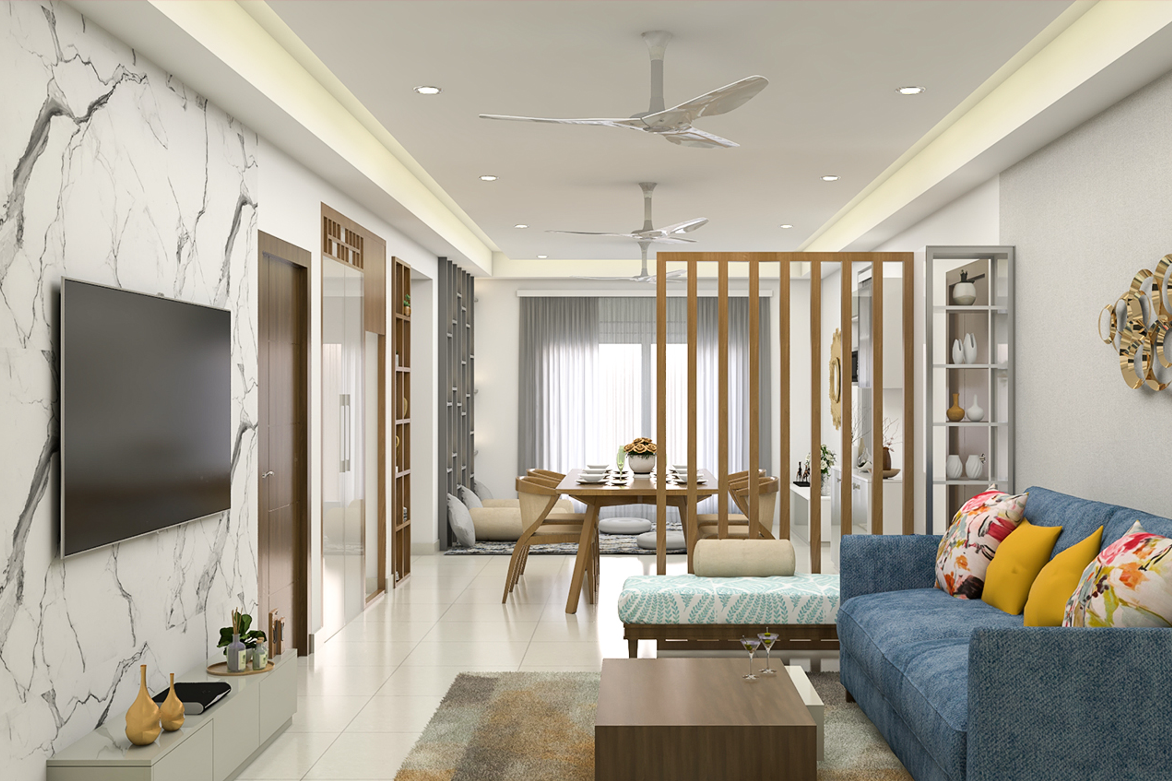 Spacious Convenient Living Room - Livspace