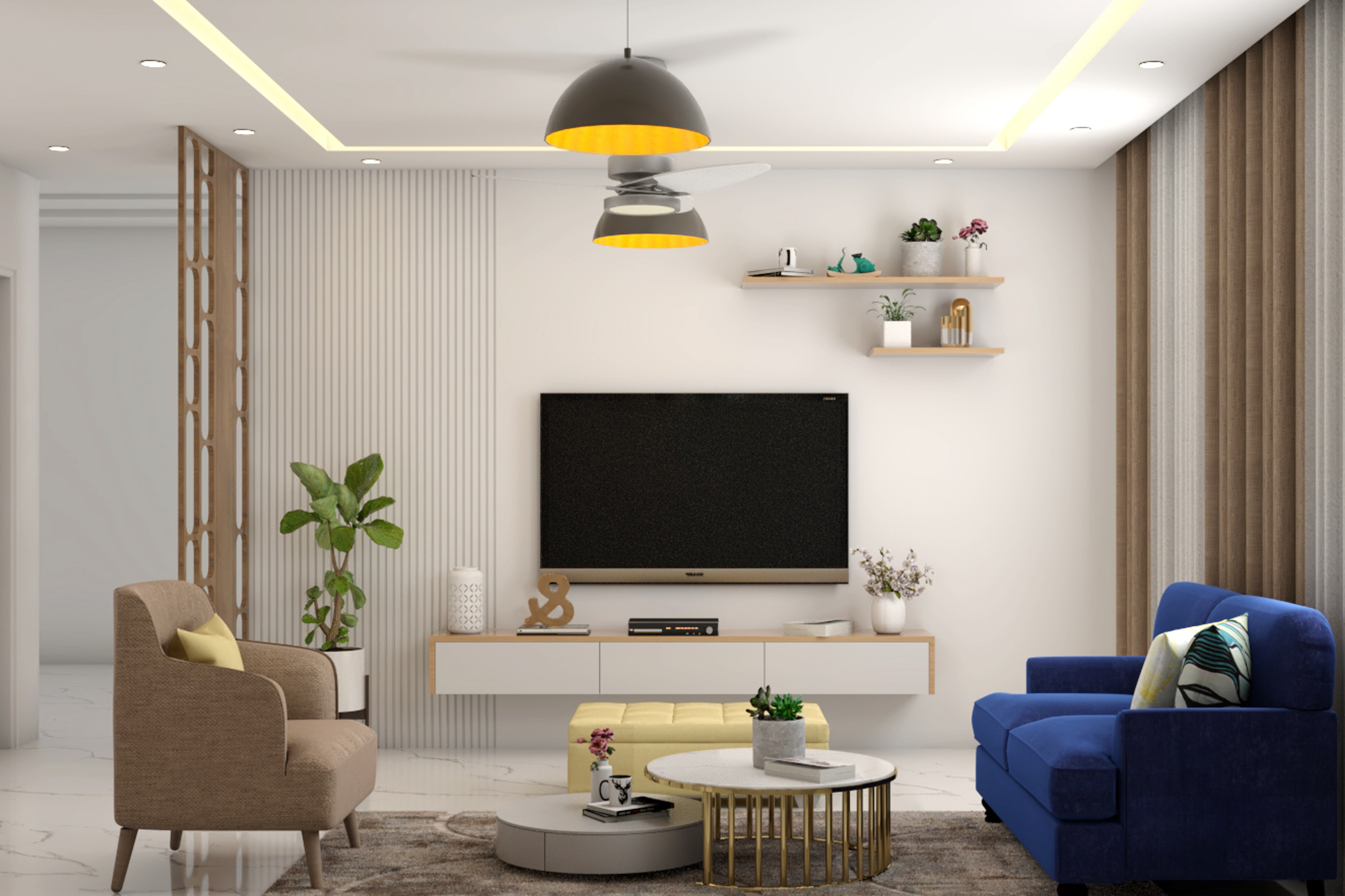 Compact Contemporary Style Living Room - Livspace