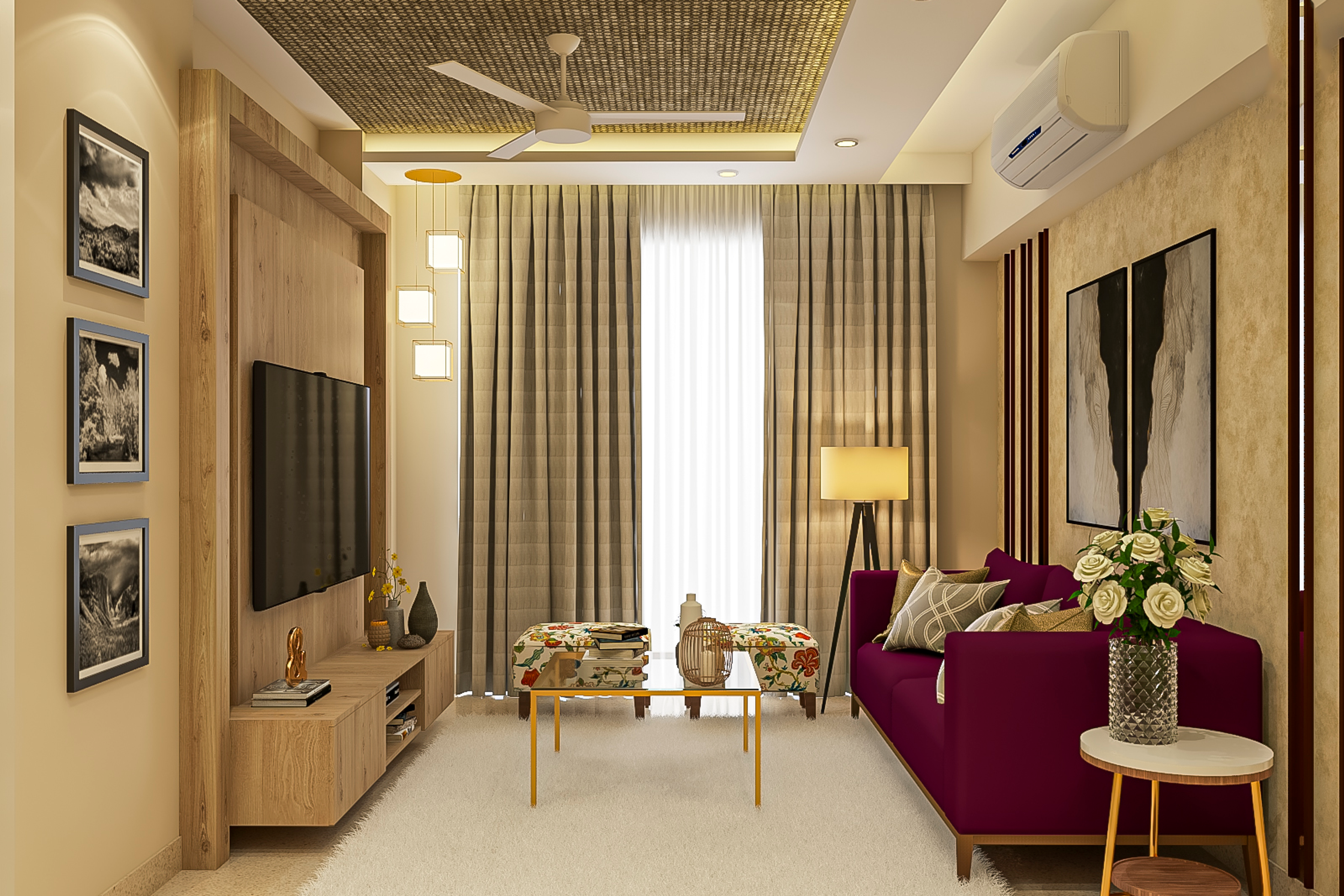 Spacious Modern Style Living Room - Livspace