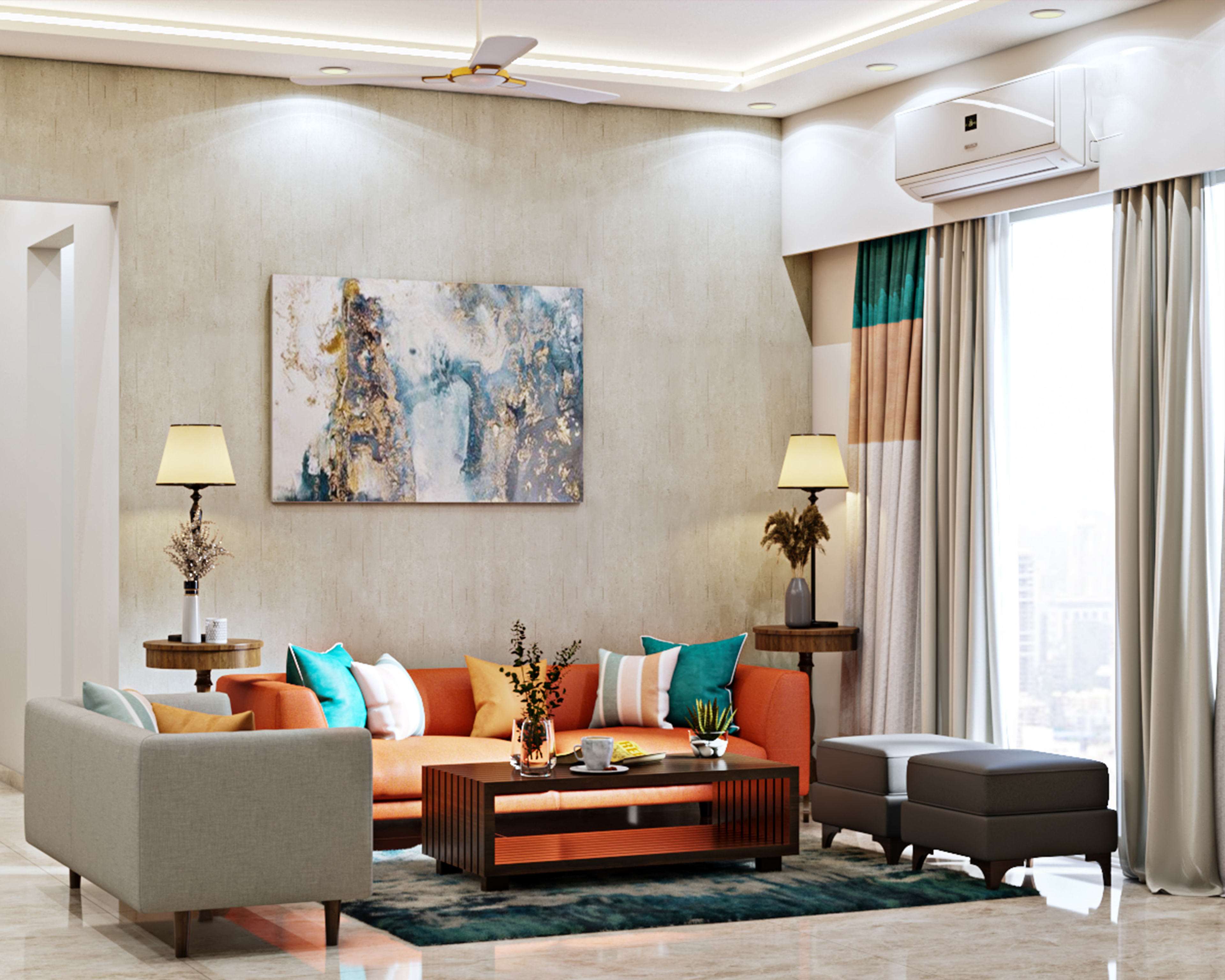 Compact Contemporary Style Living Room - Livspace