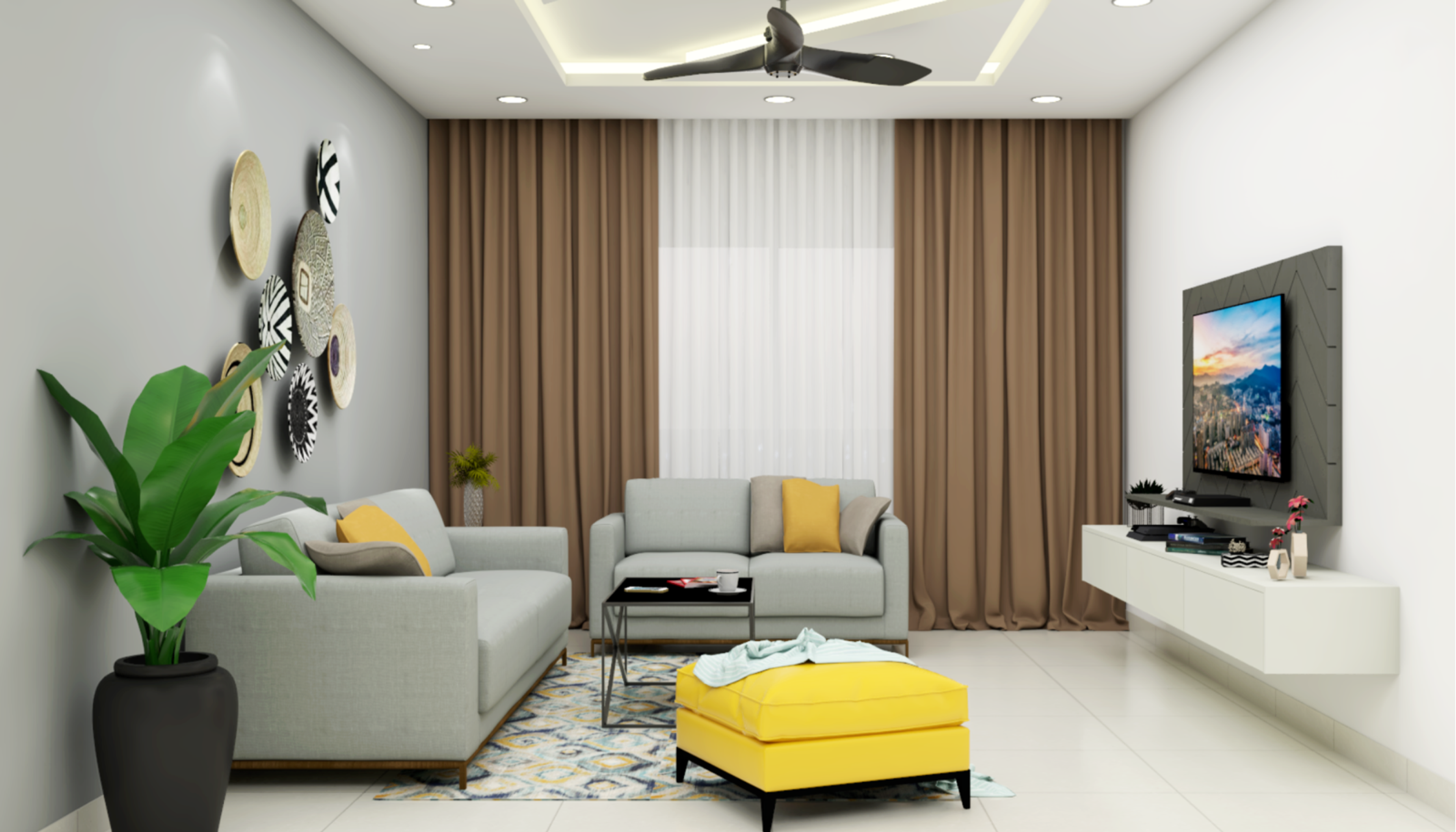 Contemporary Style Spacious Living Room