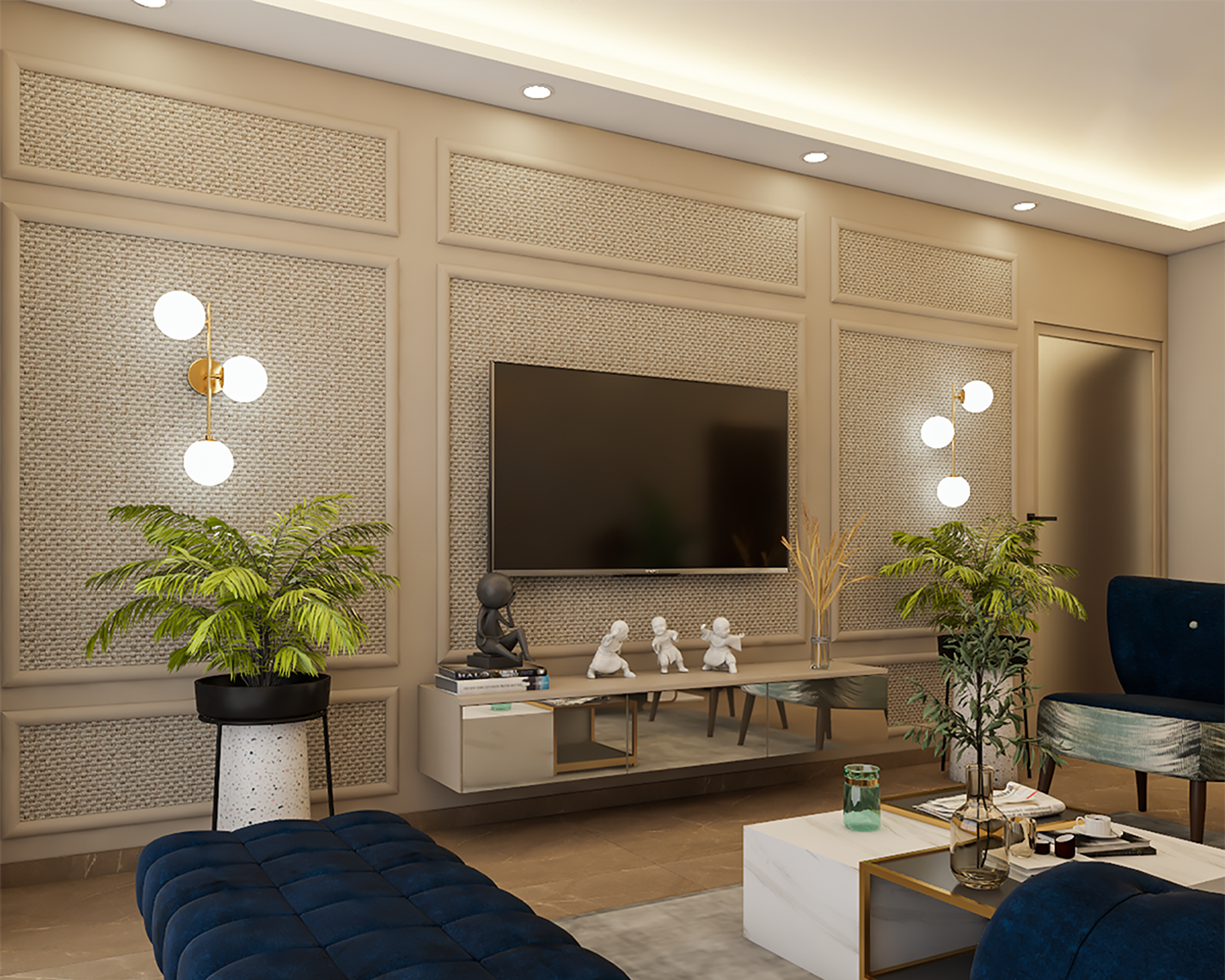 Modern Style Spacious Living Room - Livspace