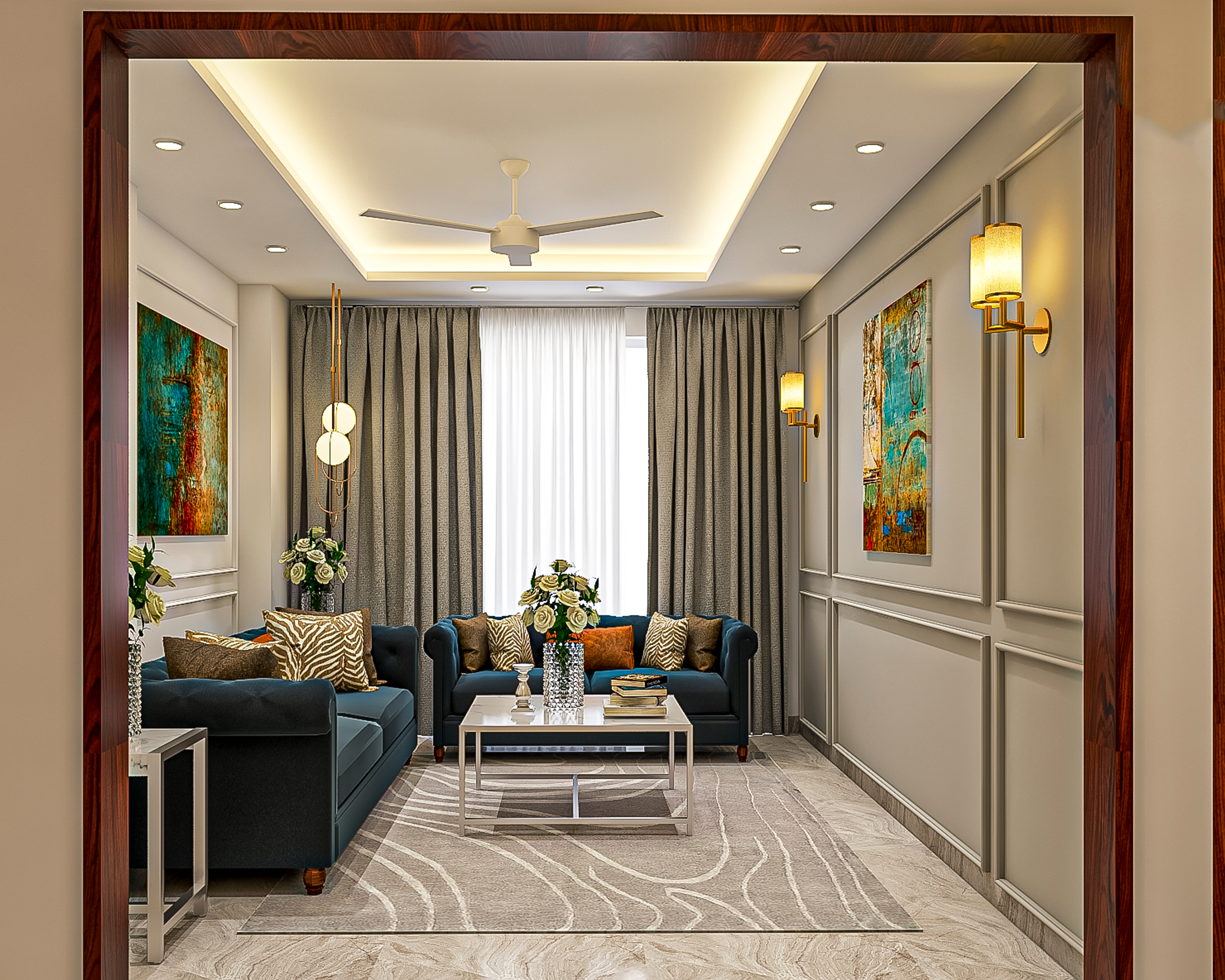 Compact Contemporary Living Room - Livspace