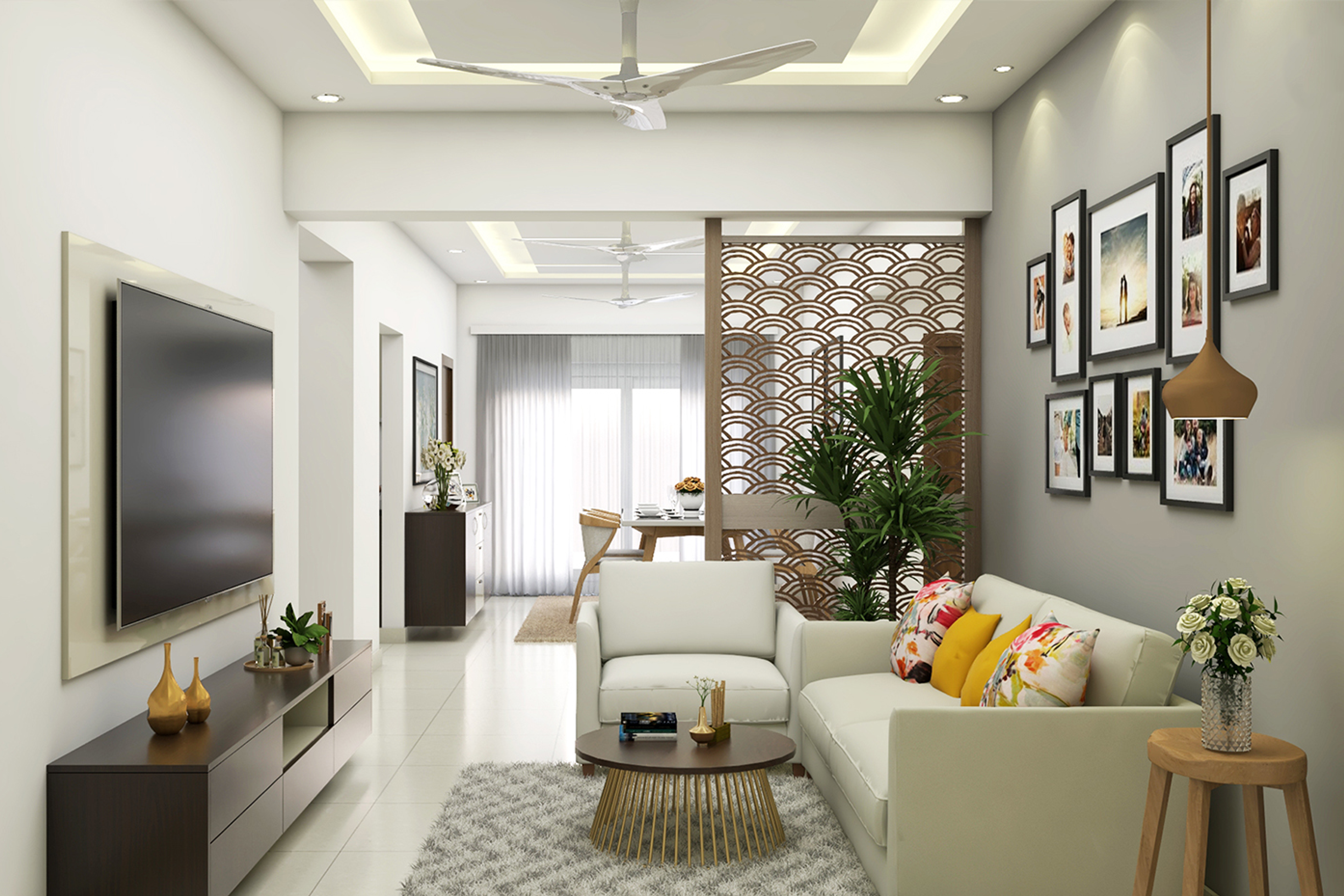 Contemporary Compact Living Room - Livspace