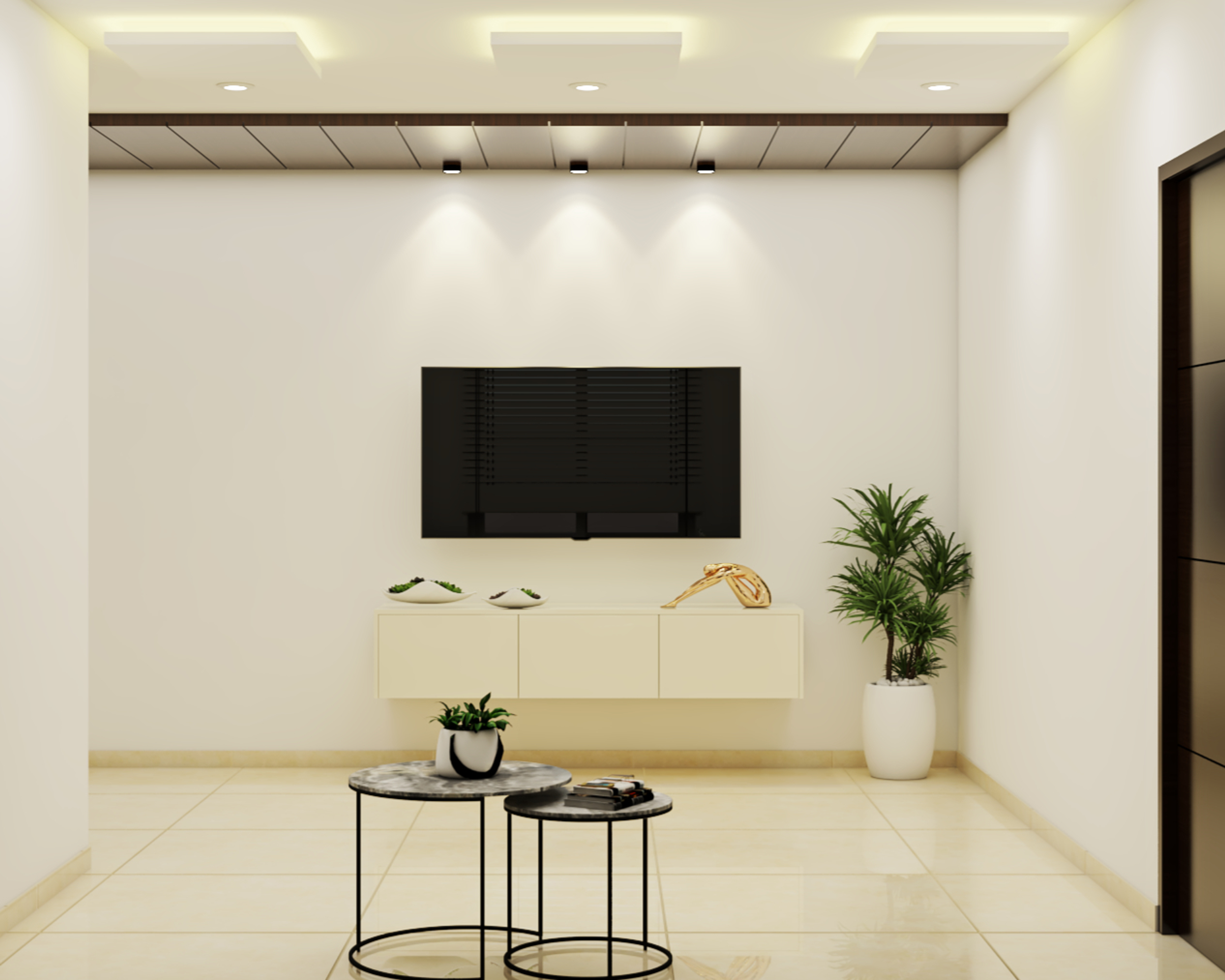 Minimal Themed Simple Living Room - Livspace