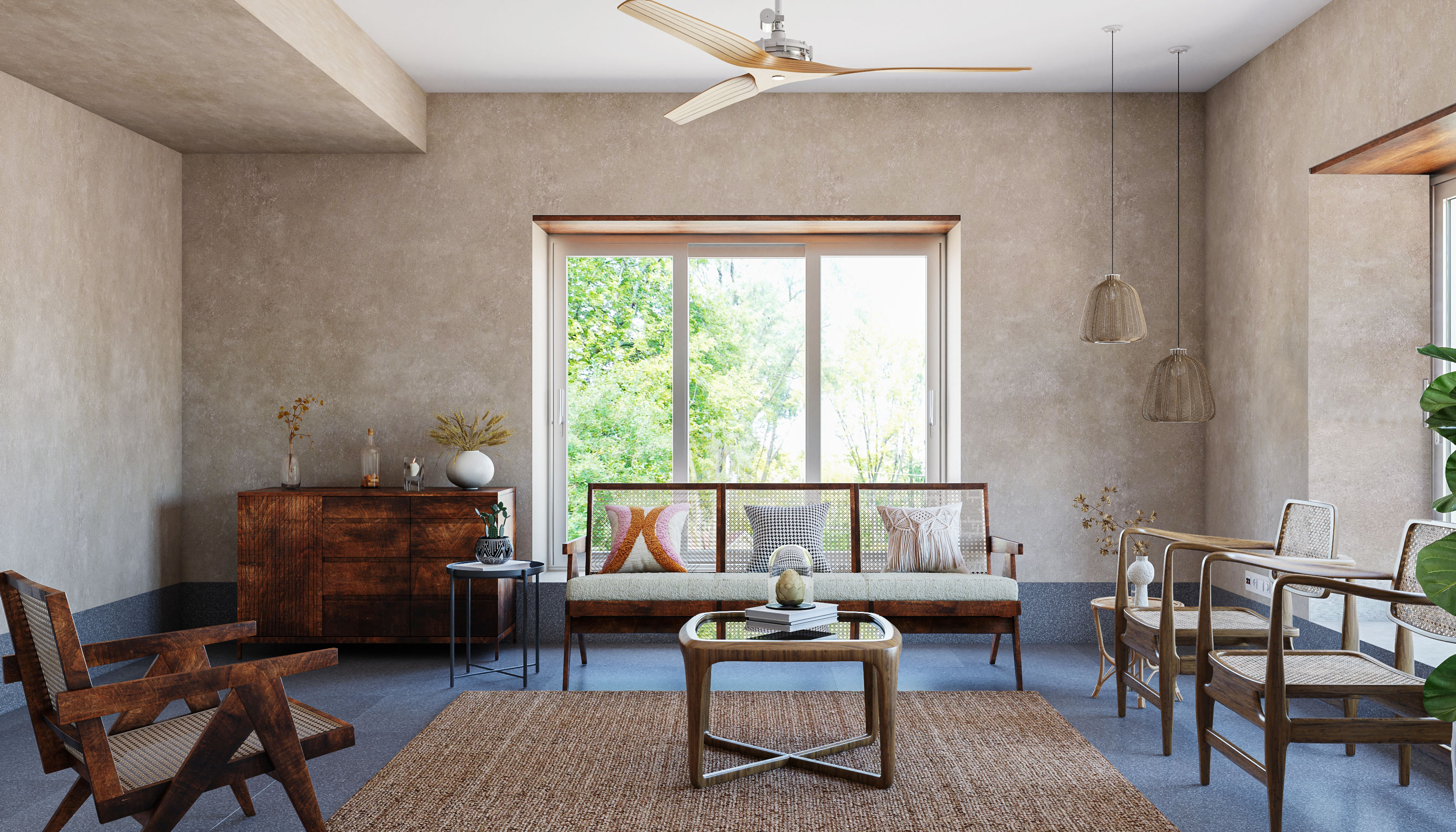 Rustic Style Spacious Living Room