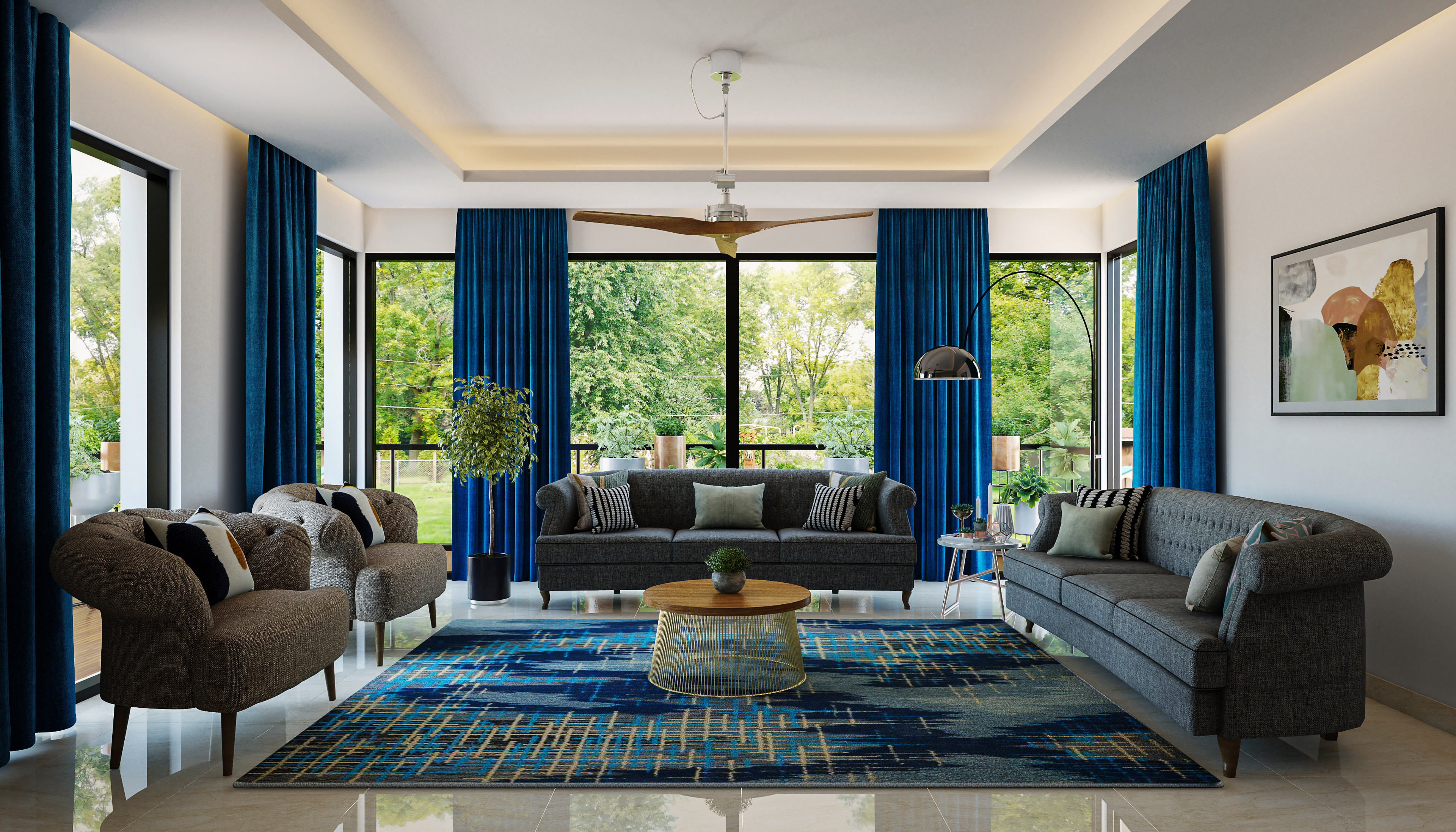 Modern Living Room - Livspace