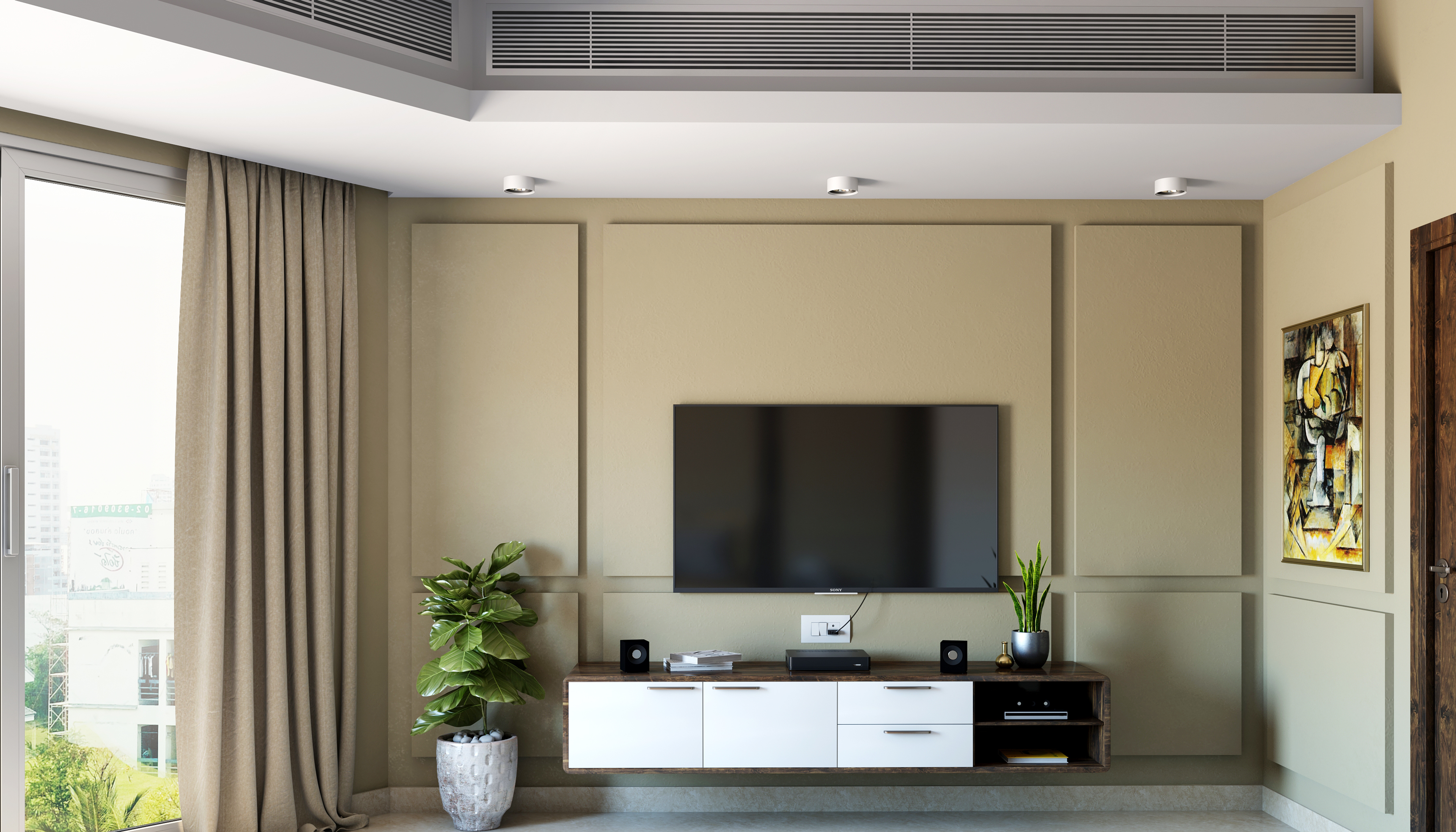 Compact Modern Themed Living Room - Livspace