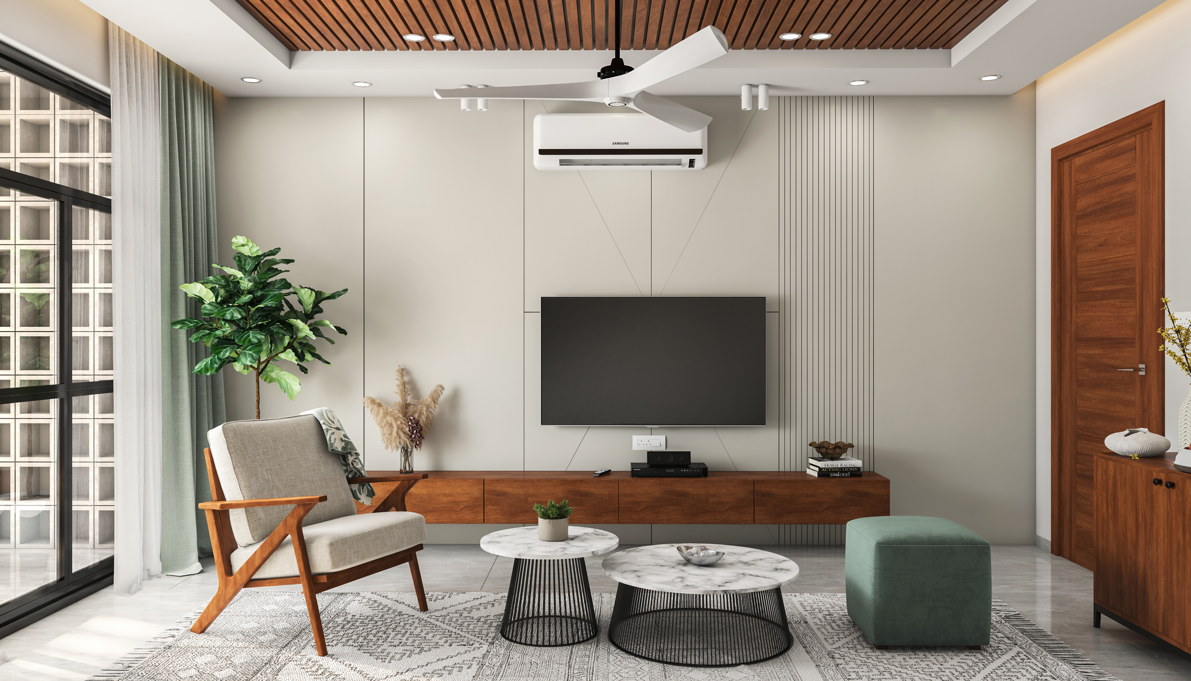 Modern Spacious Living Room - Livspace