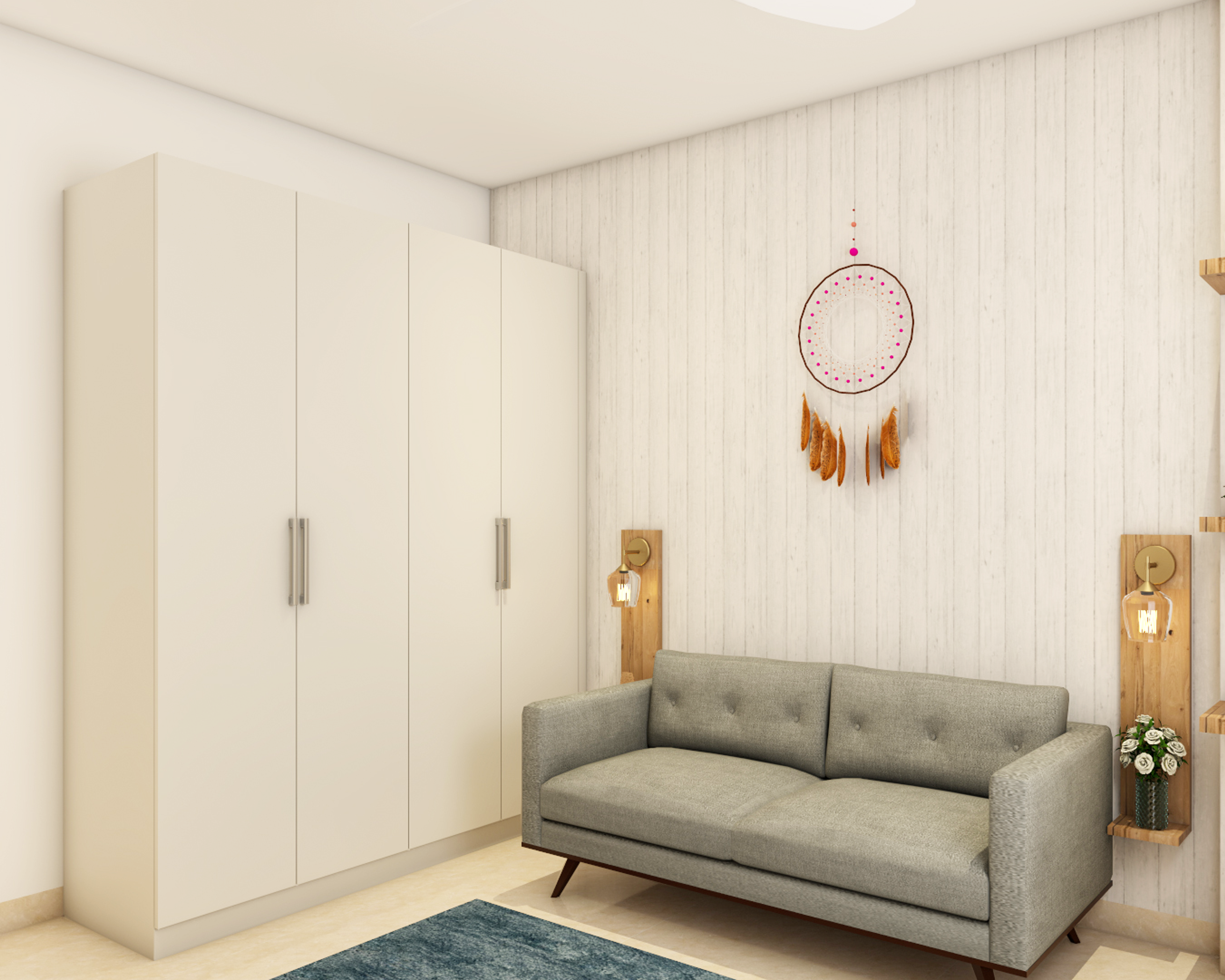 White Modern Wardrobe - Livspace