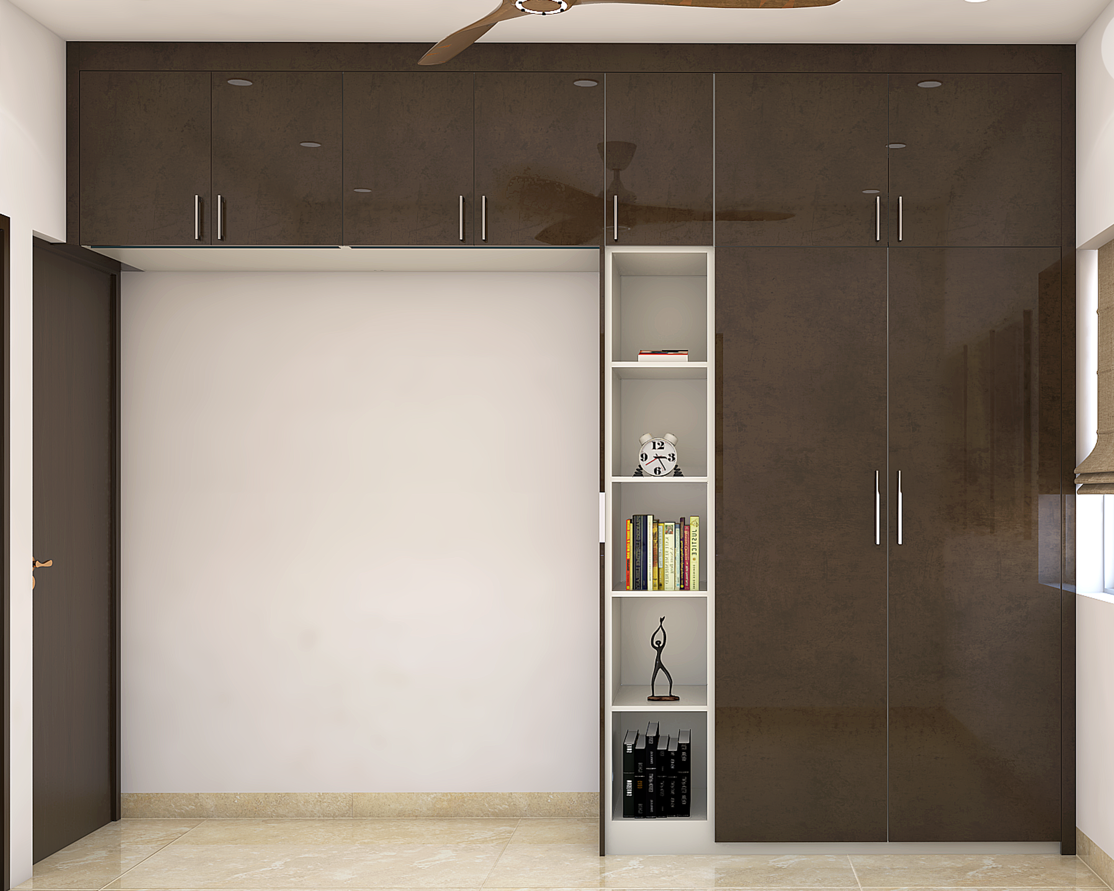 Contemporary Wardrobe with Open Rack - Livspace