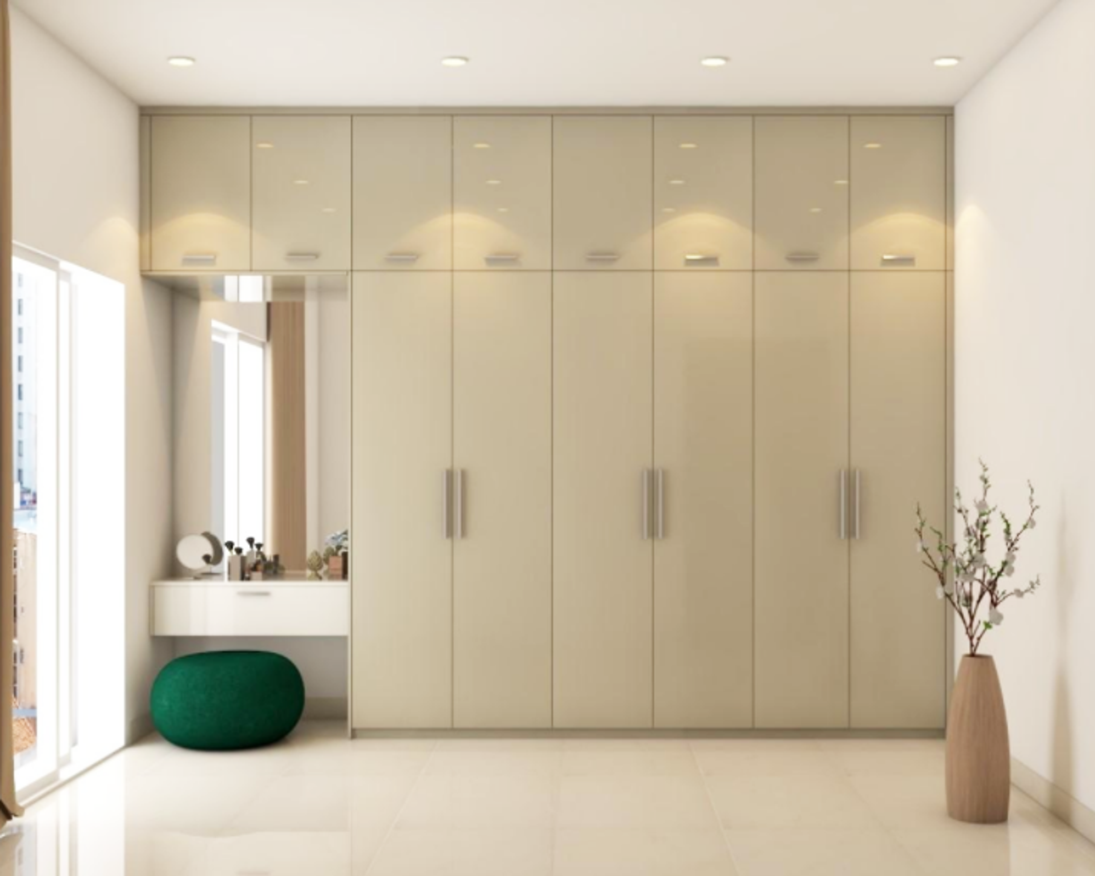 Spacious Beige Full-Length Wardrobe