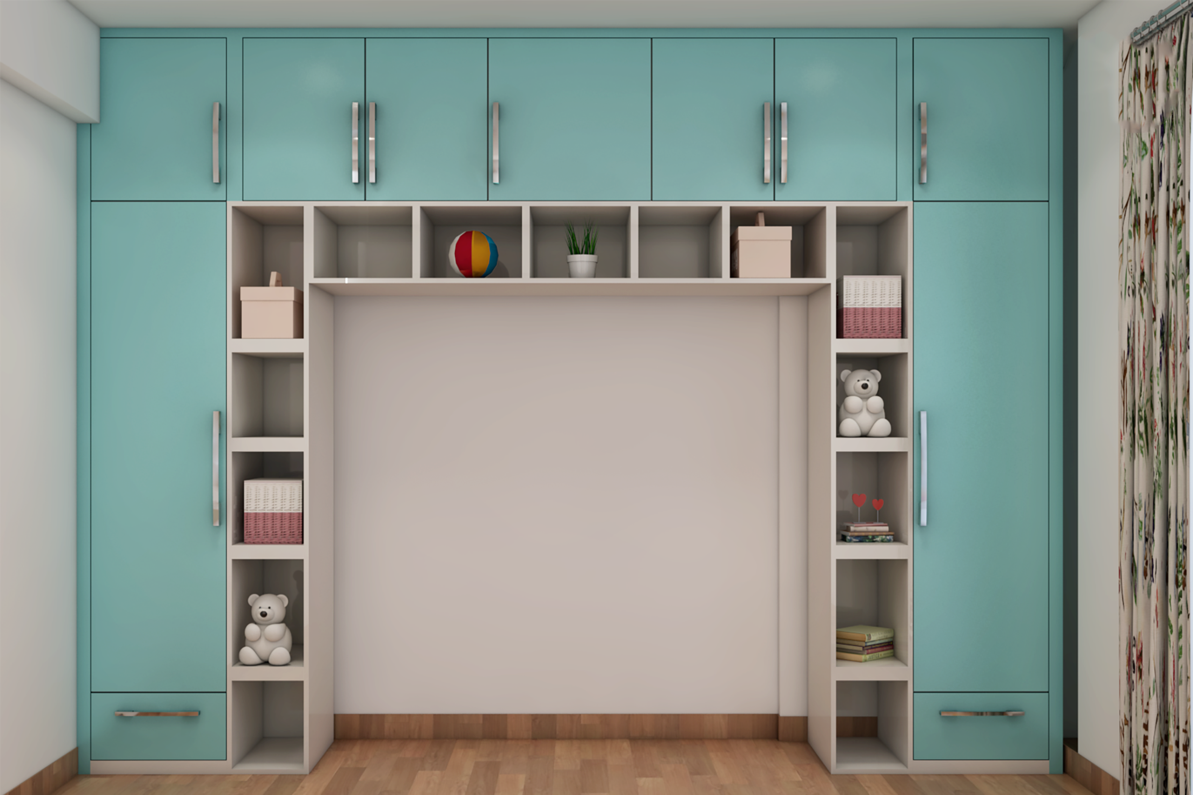 Modern Aqua-Blue Wardrobe Design
