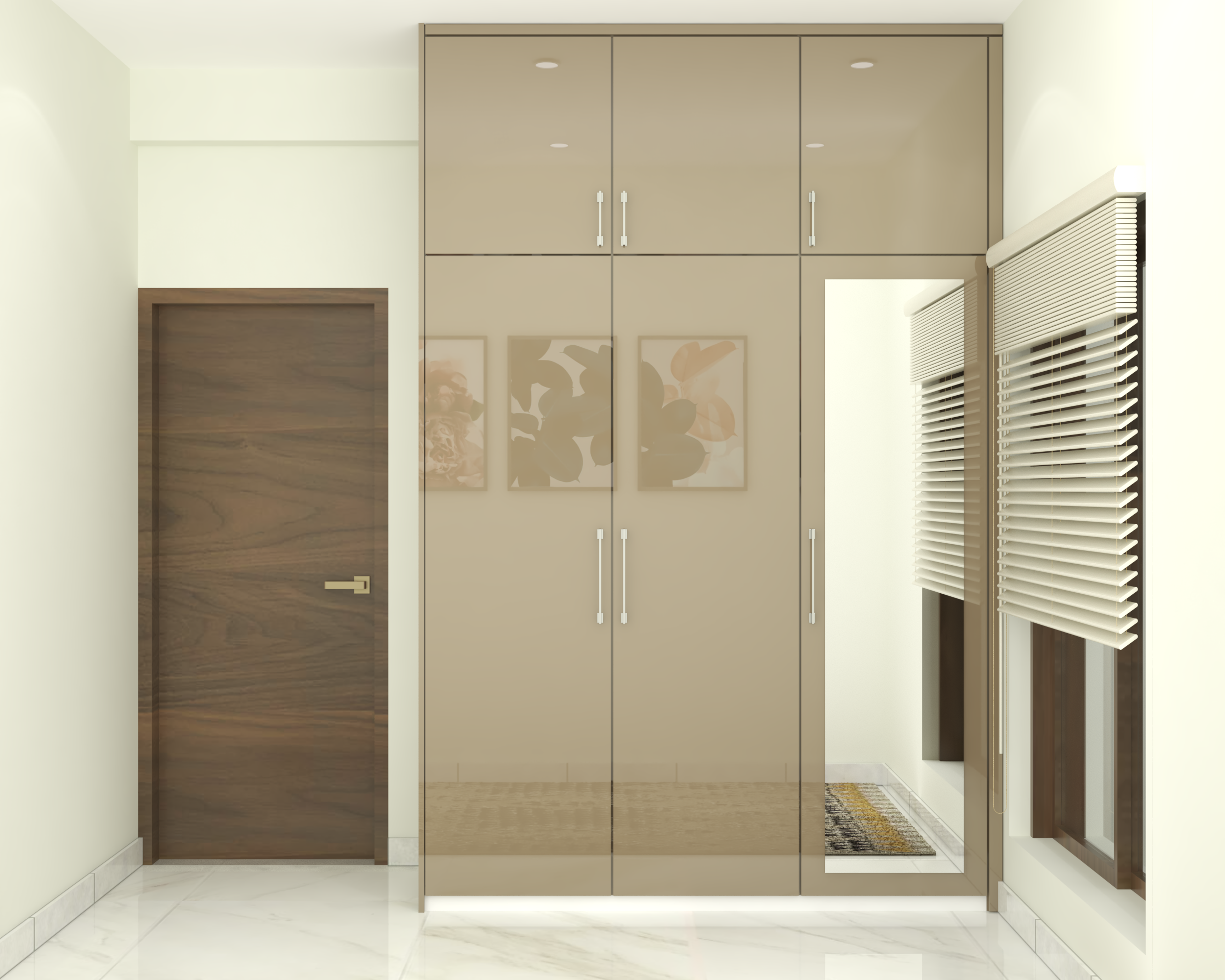 Glossy Beige Wardrobe Design