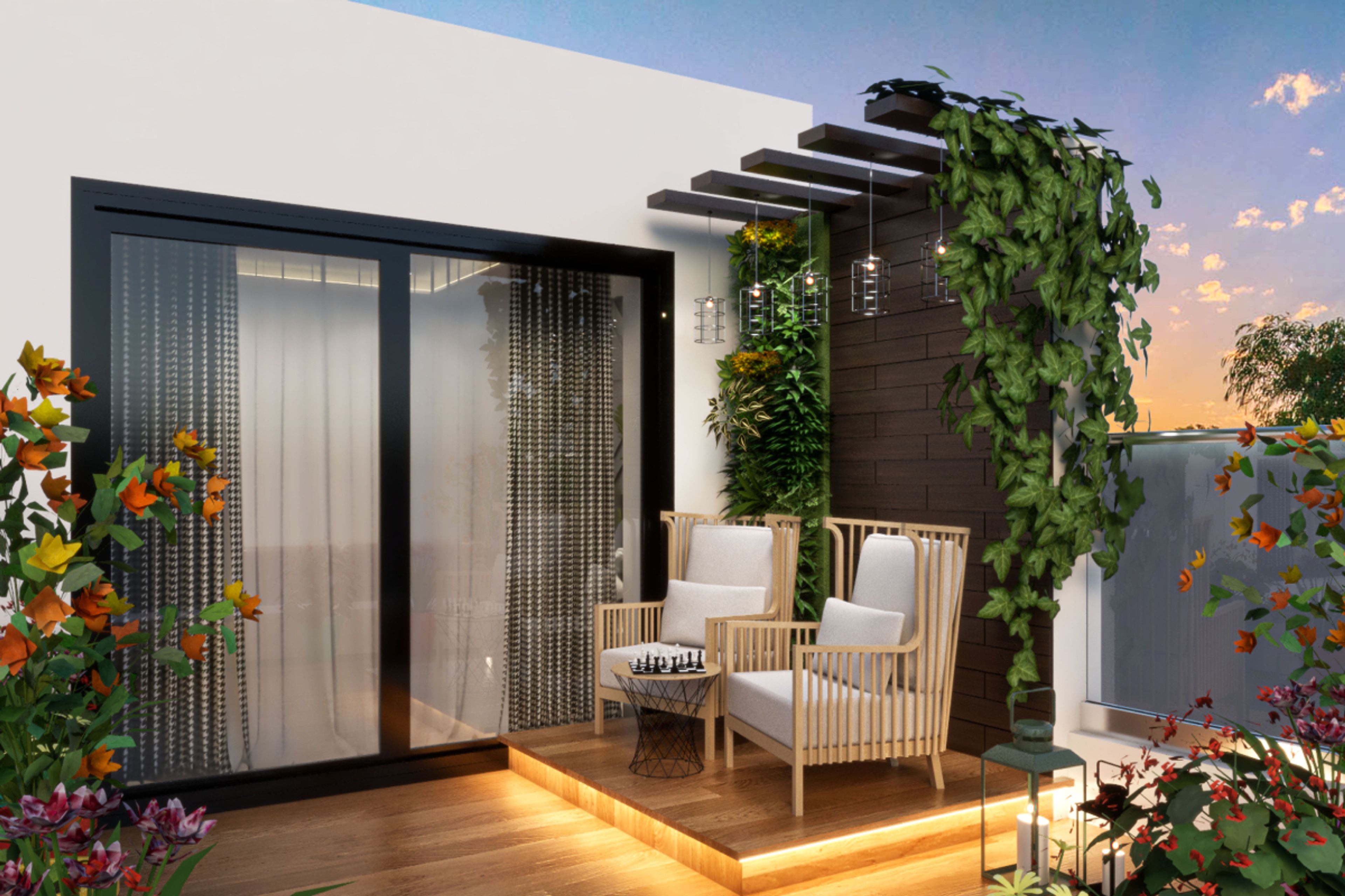 Modern Balcony Design With Seating Area