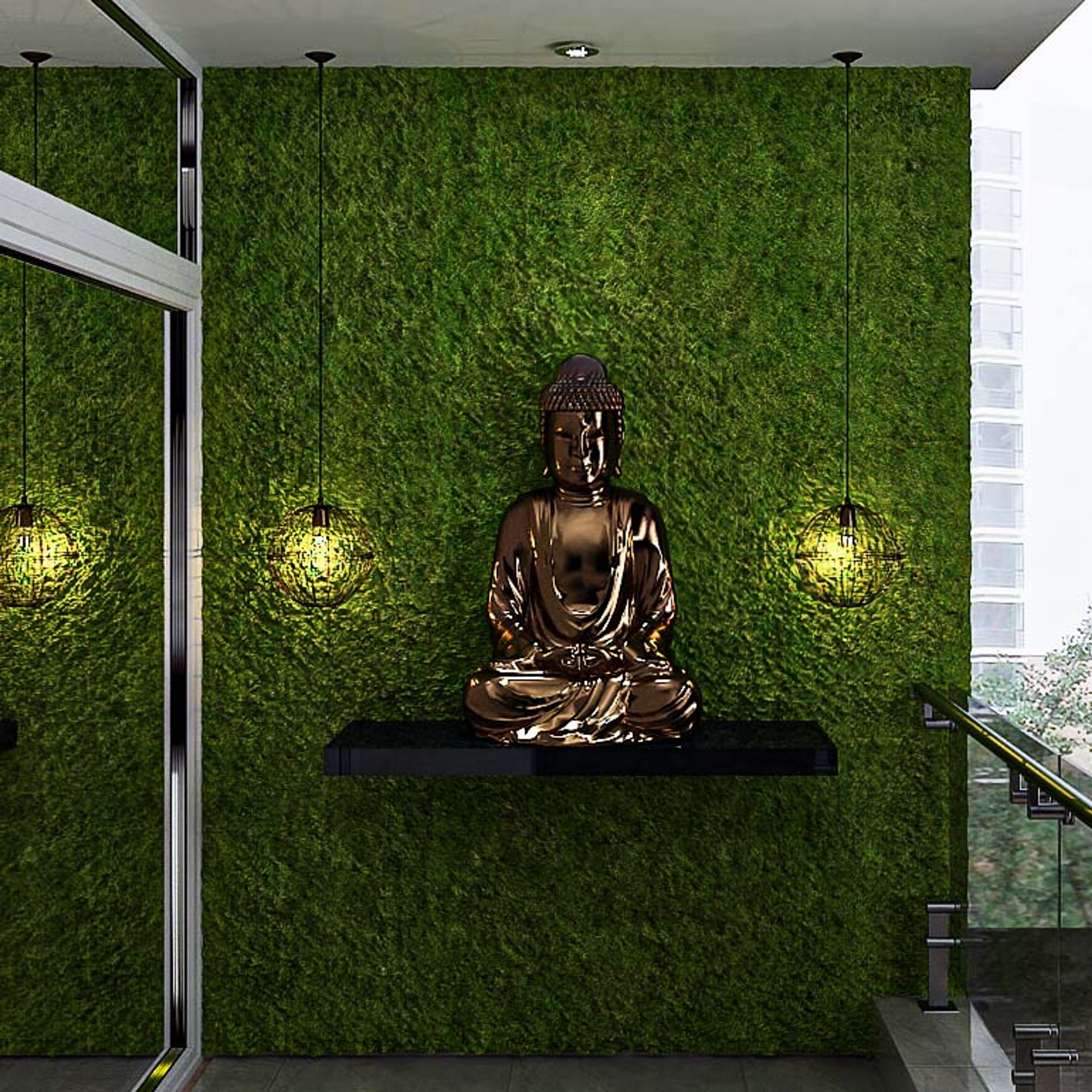 Compact Green Textured Balcony Design