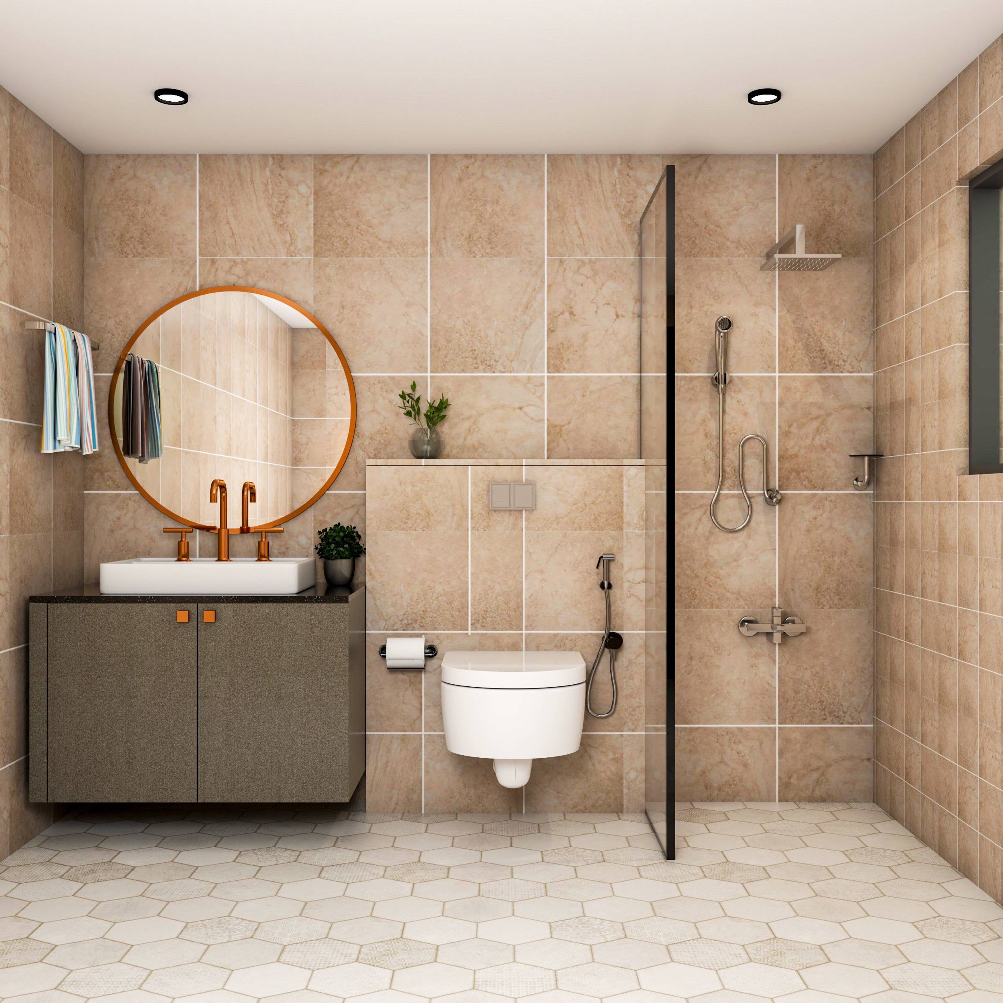Brown Modern Spacious Bathroom Design