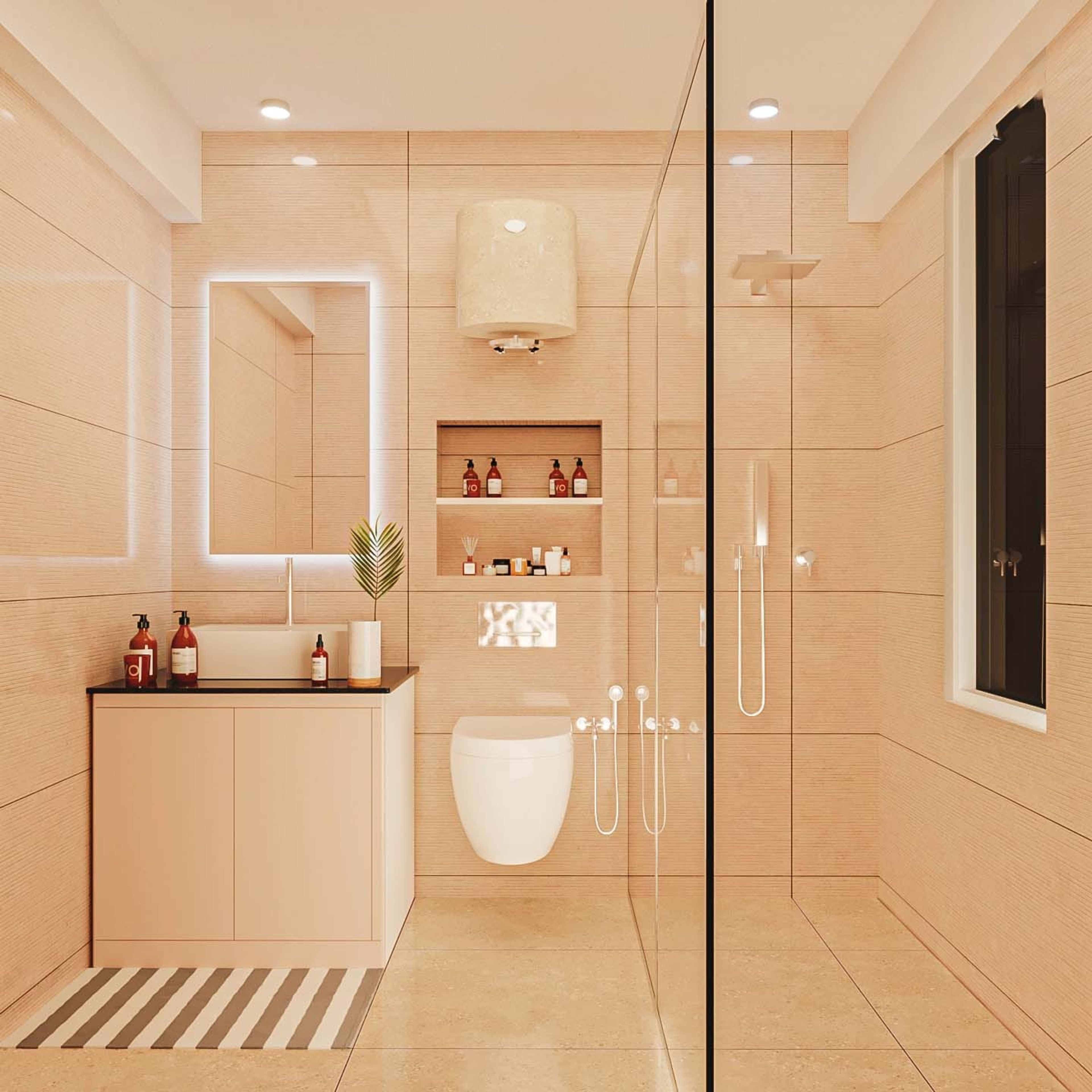 Contemporary Bathroom Design With Glossy Tiles