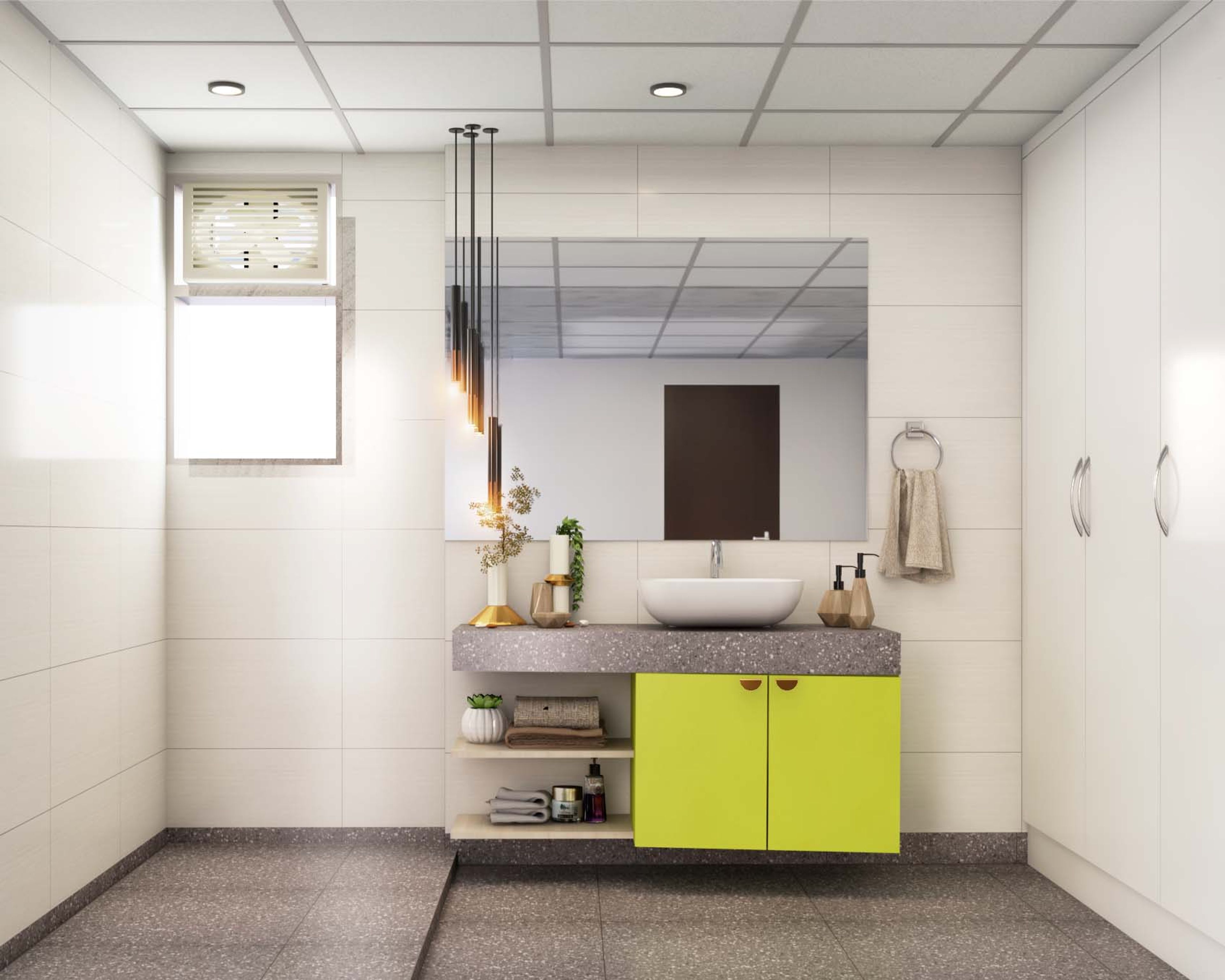 White And Grey Contemporary Washroom Design