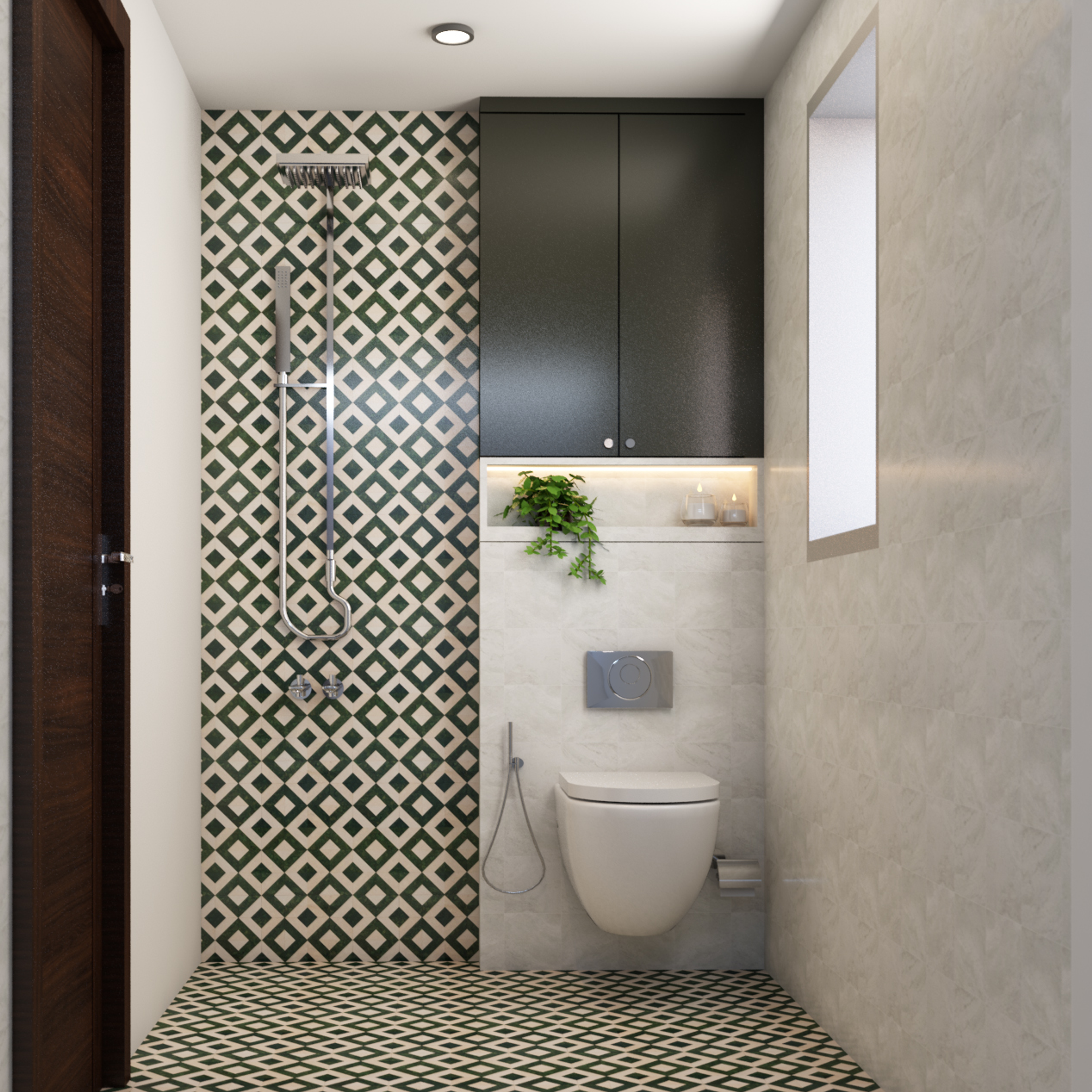 Spacious Contemporary Patterned Bathroom Design