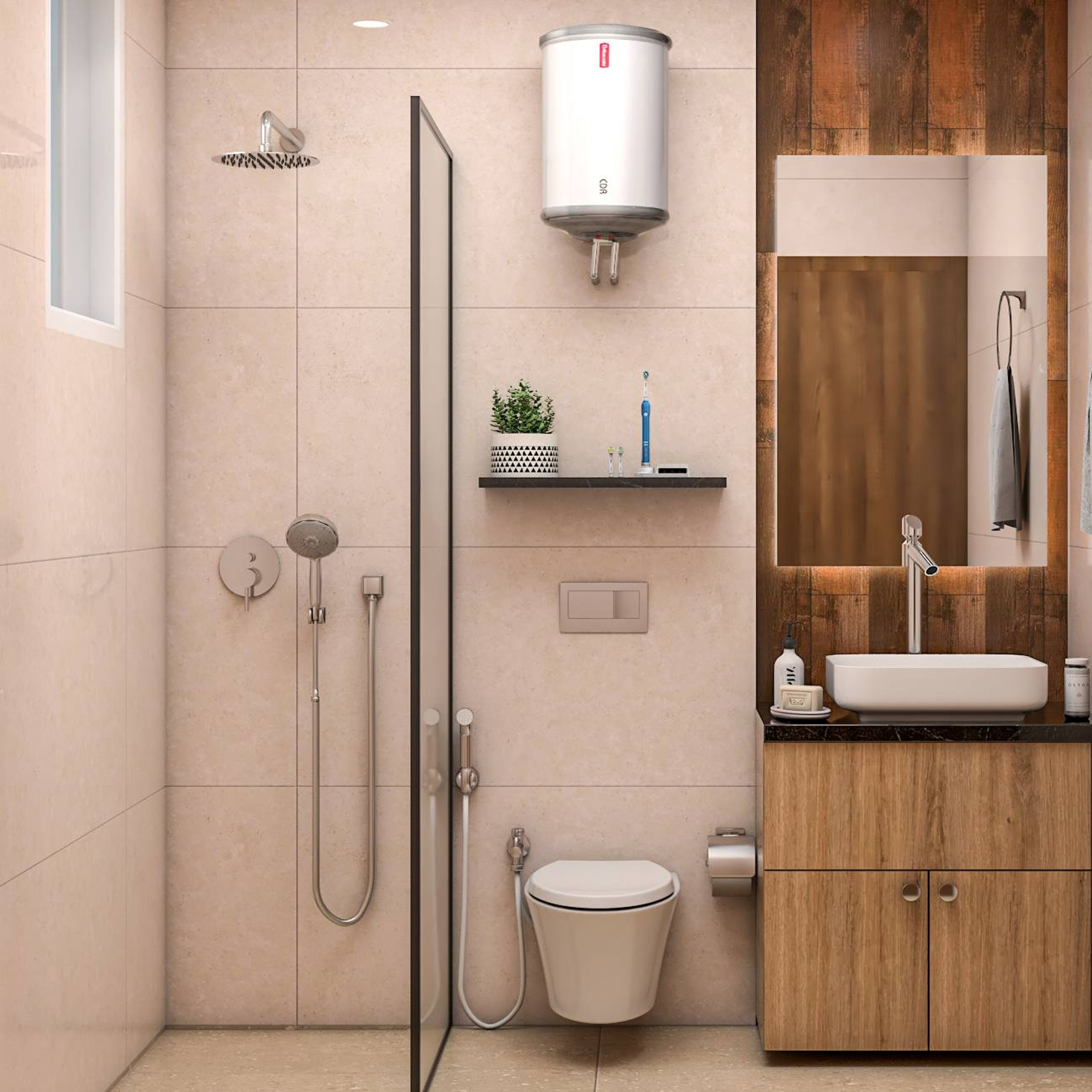 Compact Small Bathroom Design Idea With Vanity Unit