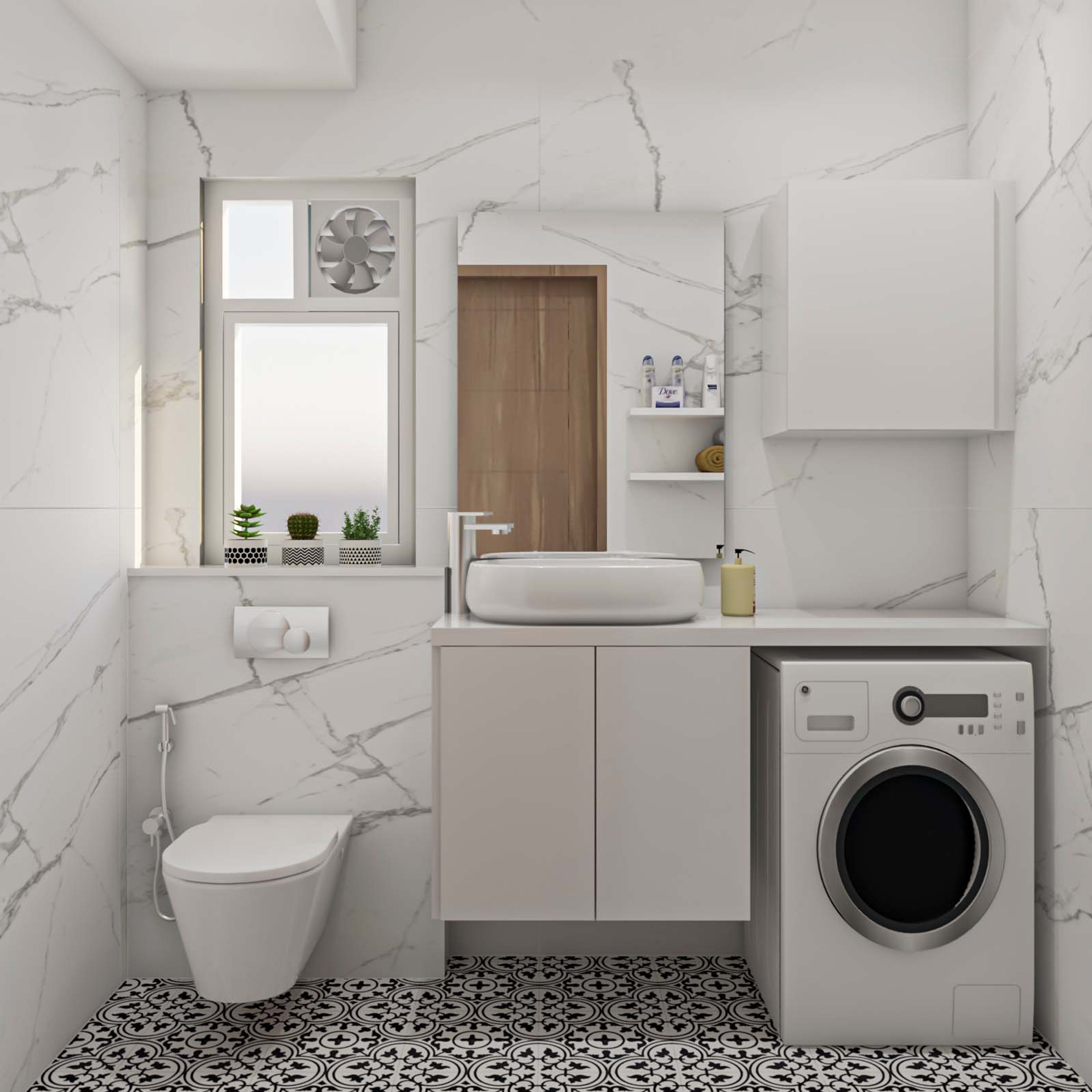 Black And White Themed Bathroom Design