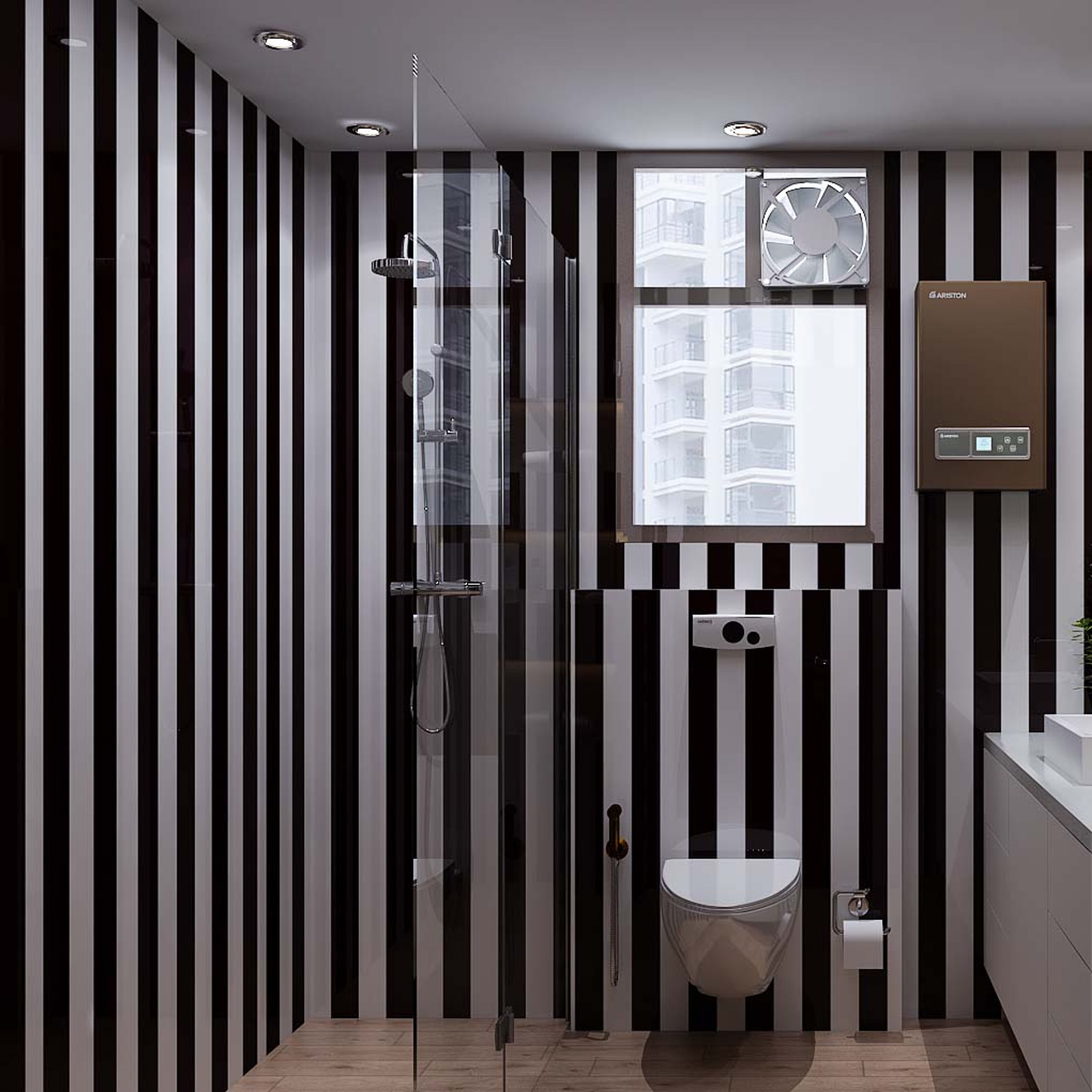 Contemporary Black And Grey Bathroom Design