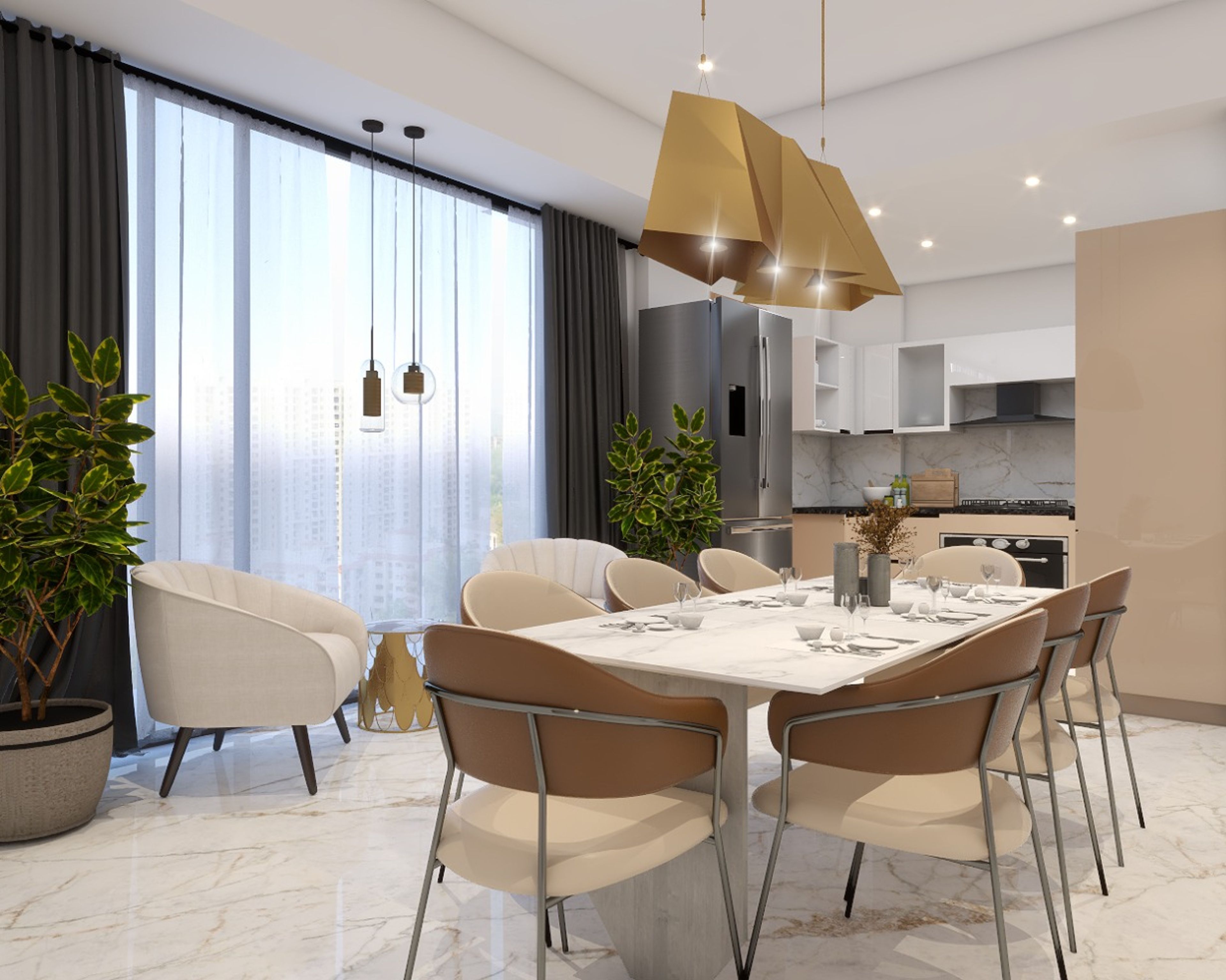 Contemporary Style 8-Seater Dining Room Design