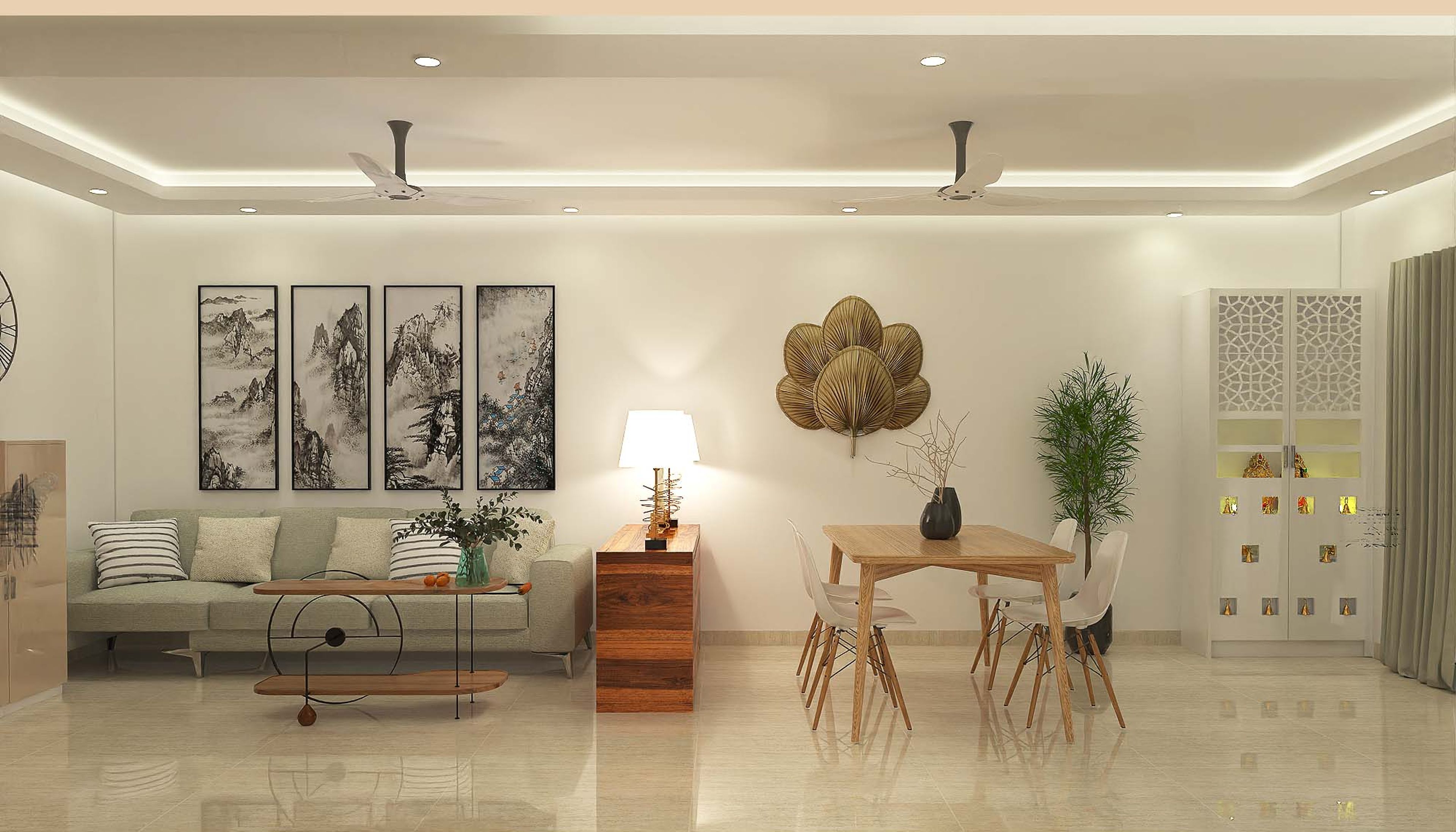 Contemporary Dining Room with Elegant Wooden Top - Livspace