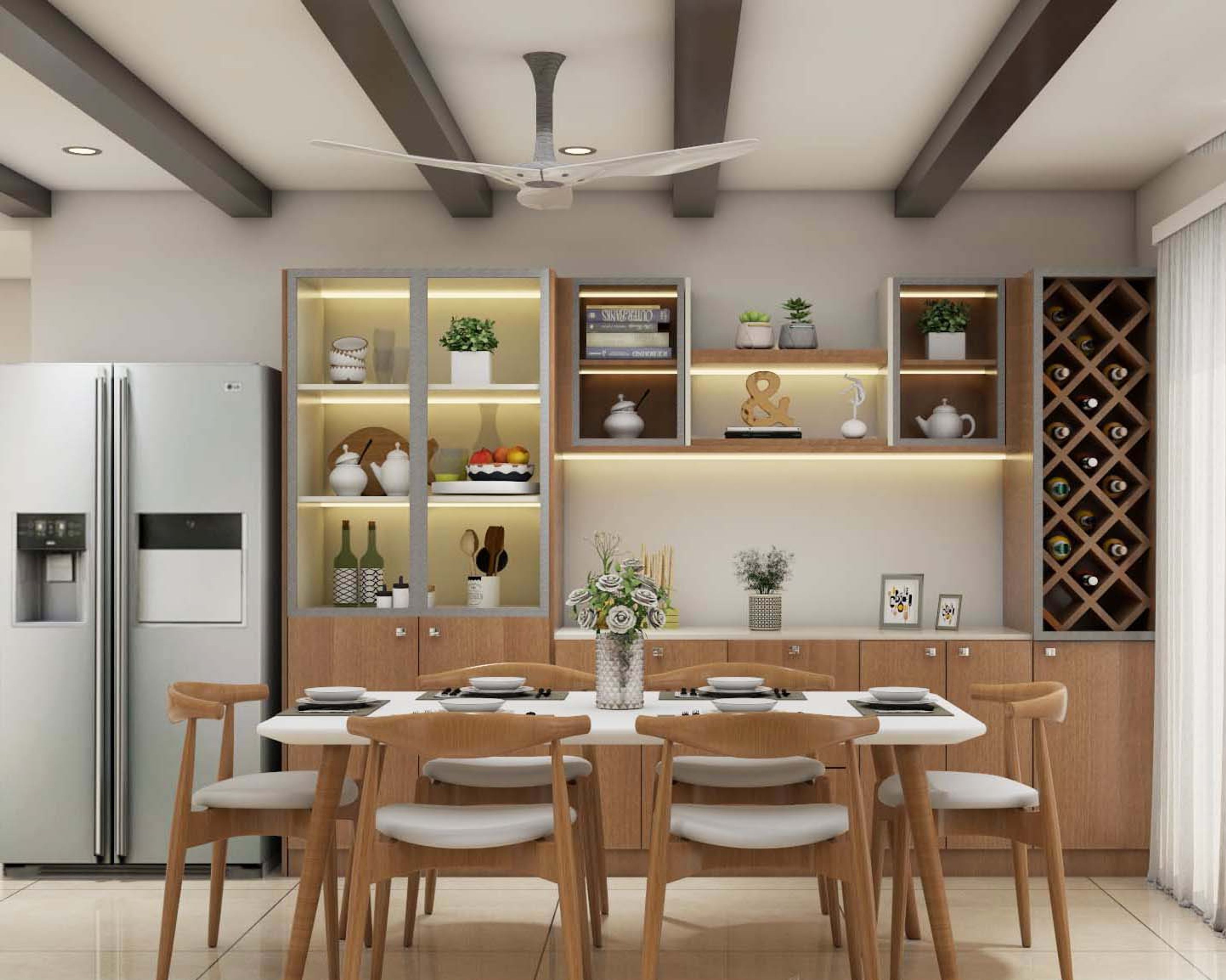 Classic 6-Seater Dining Room Design - Livspace