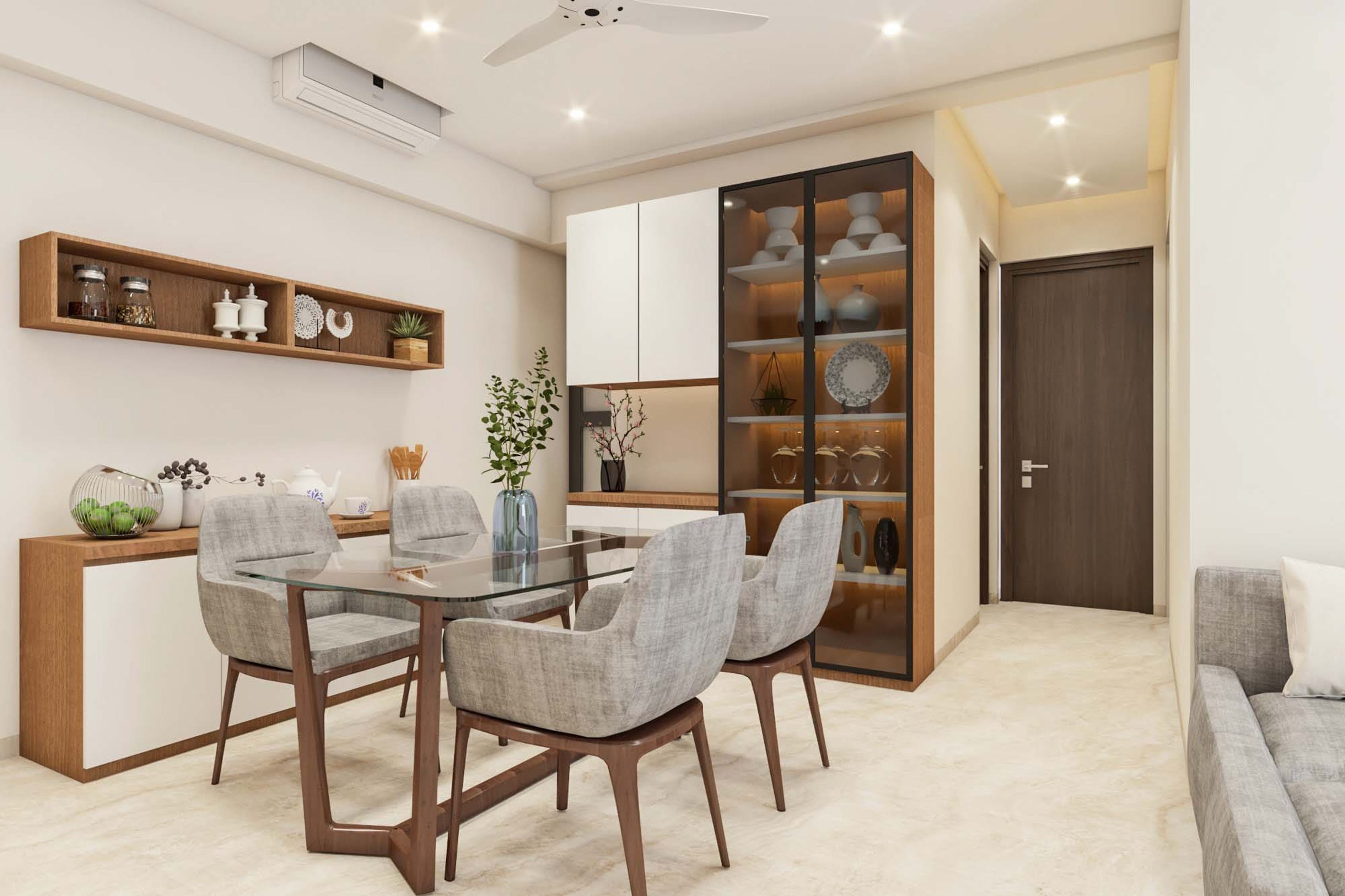 Contemporary Four Seater Dining Room With Crockery Unit