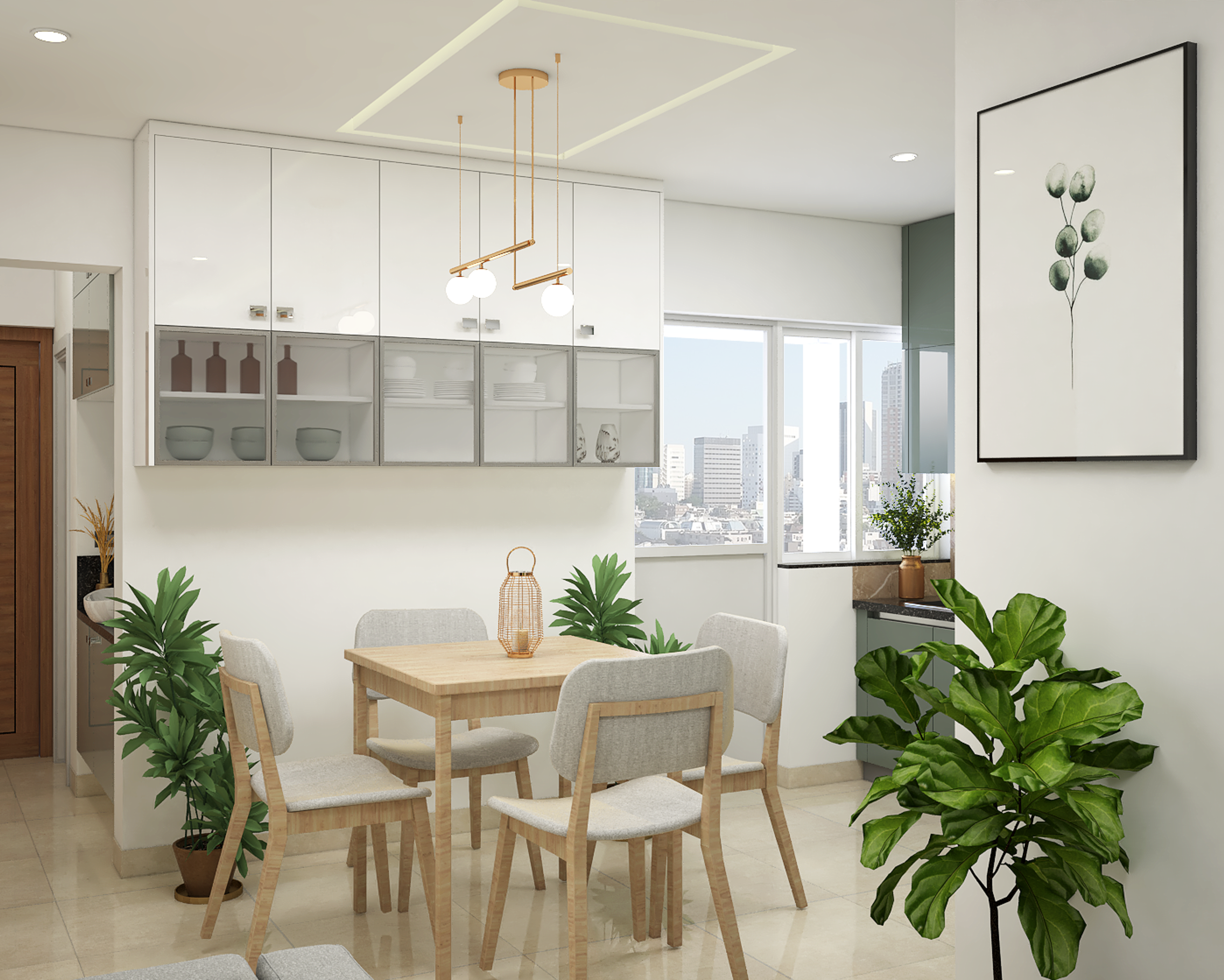 Contemporary Convenient Dining Room Design In Grey And White