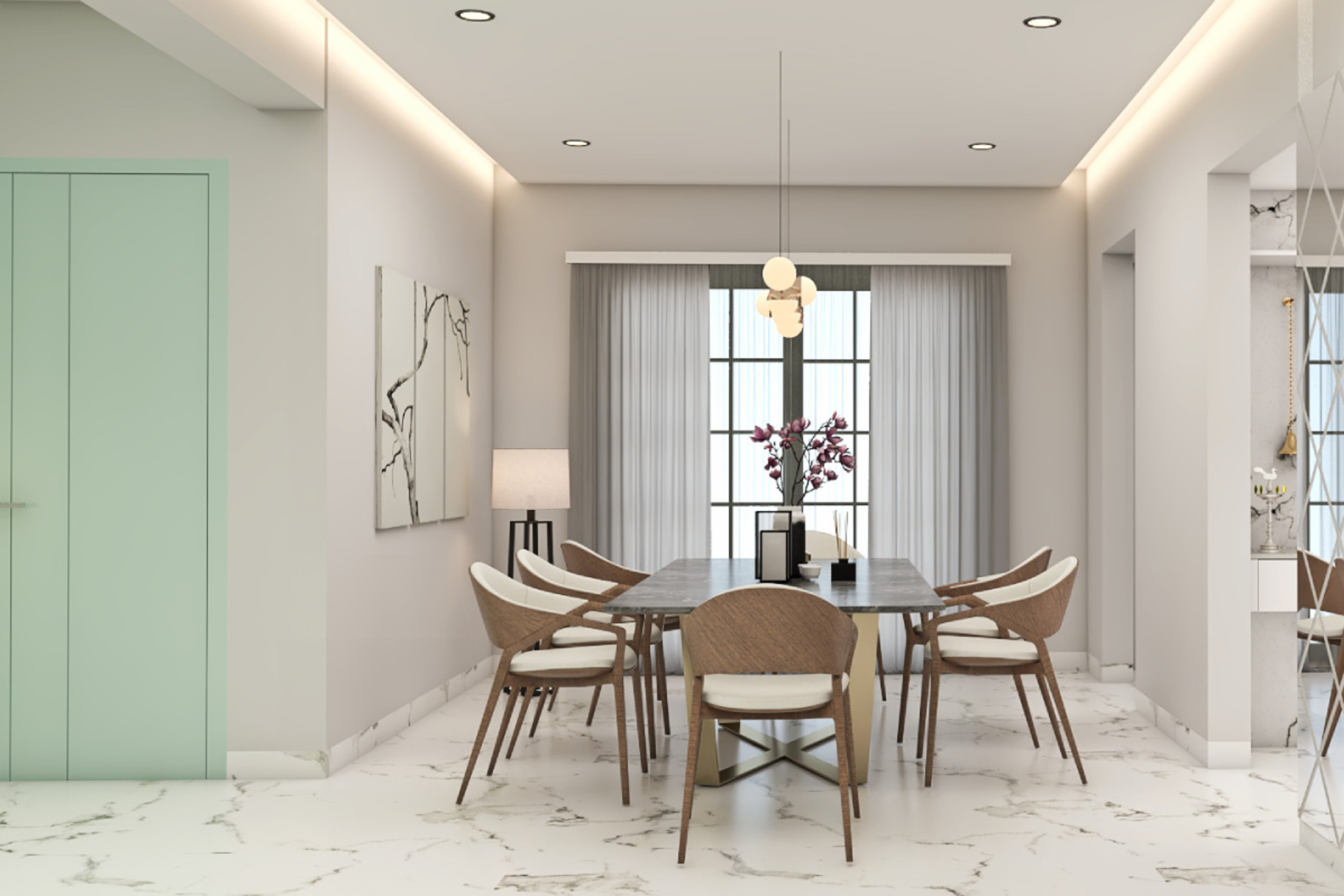 Contemporary Dining Room Design With White Walls
