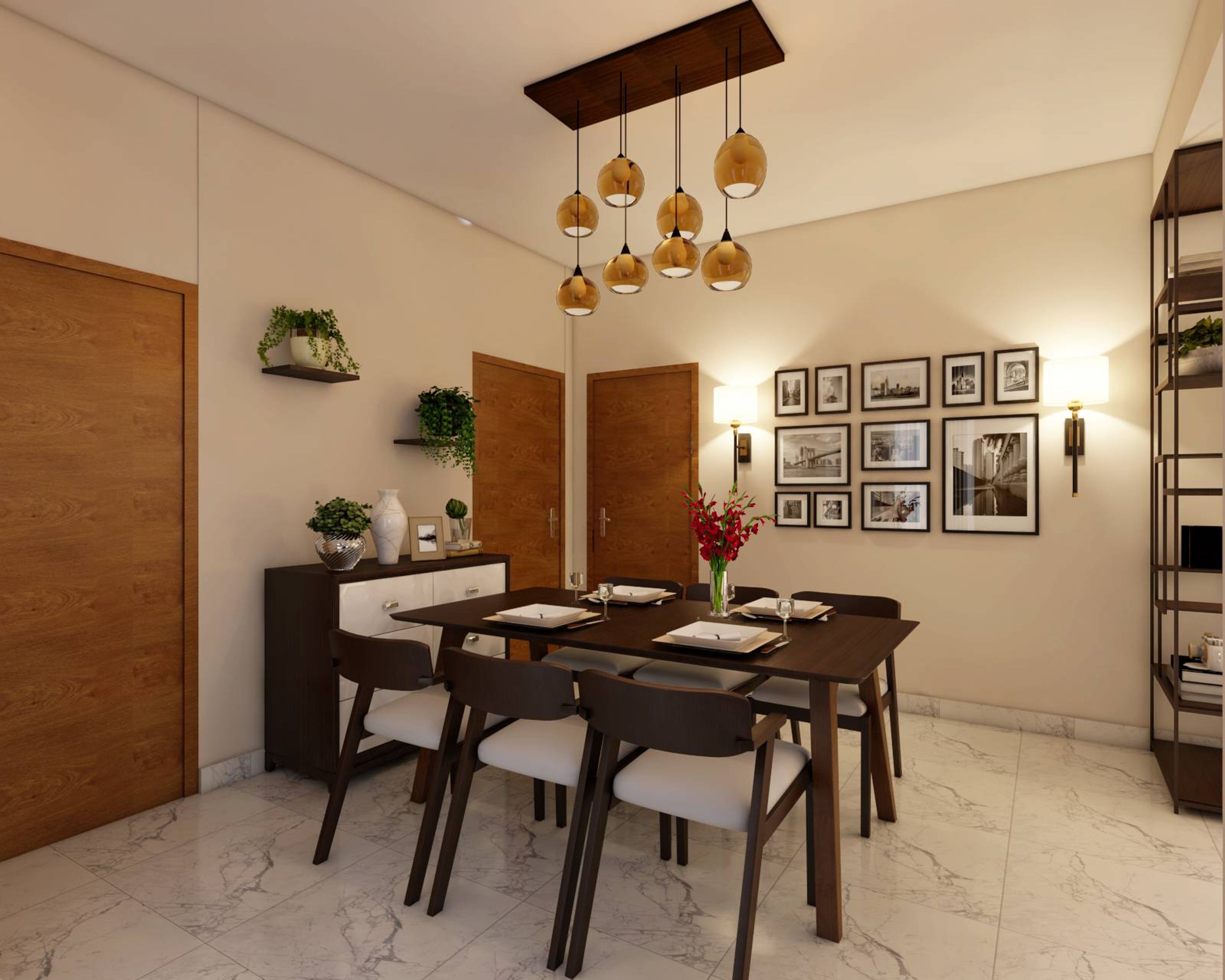Contemporary Theme Compact Sized Dining Room Design