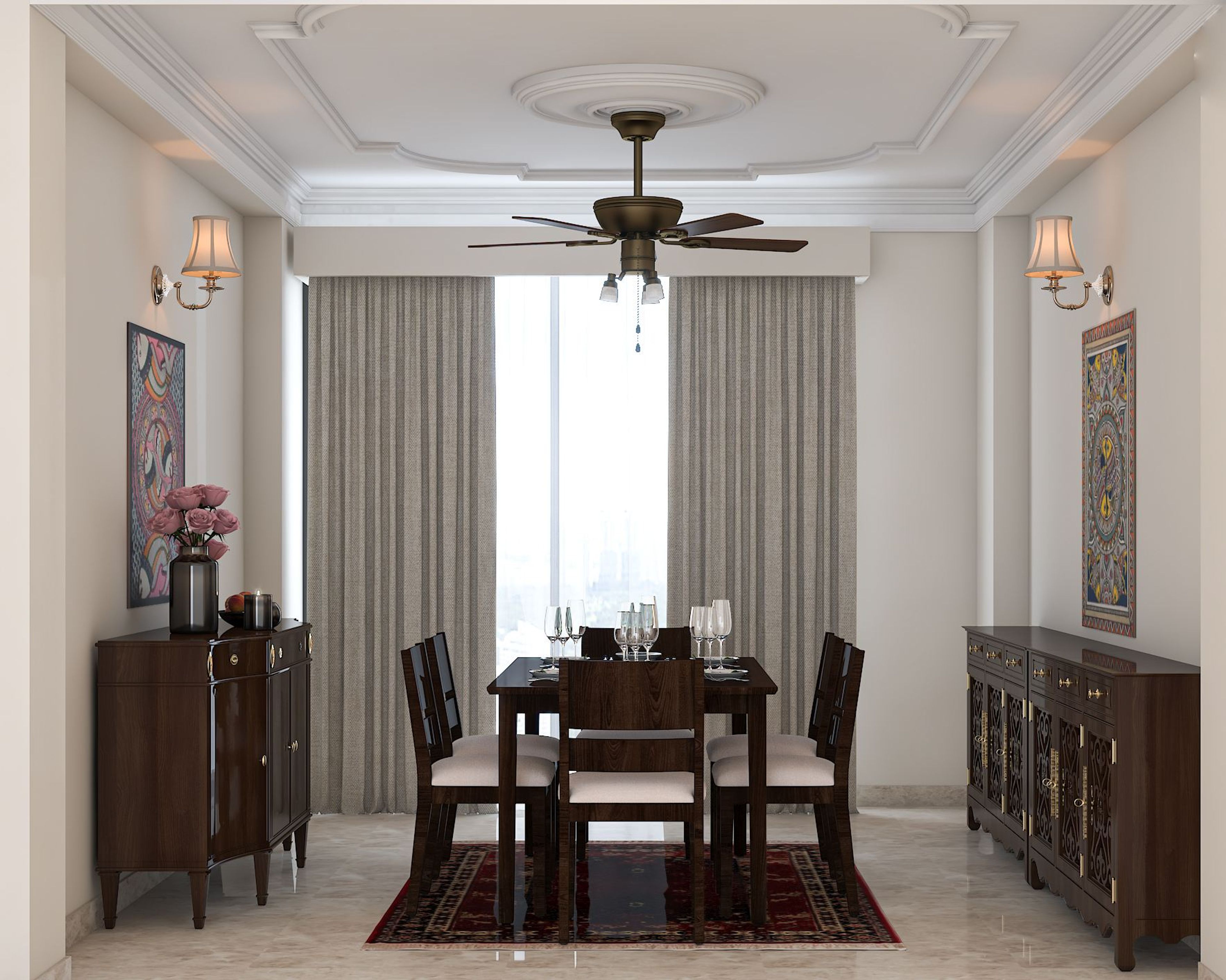 Antique Styled Spacious Dining Room Design