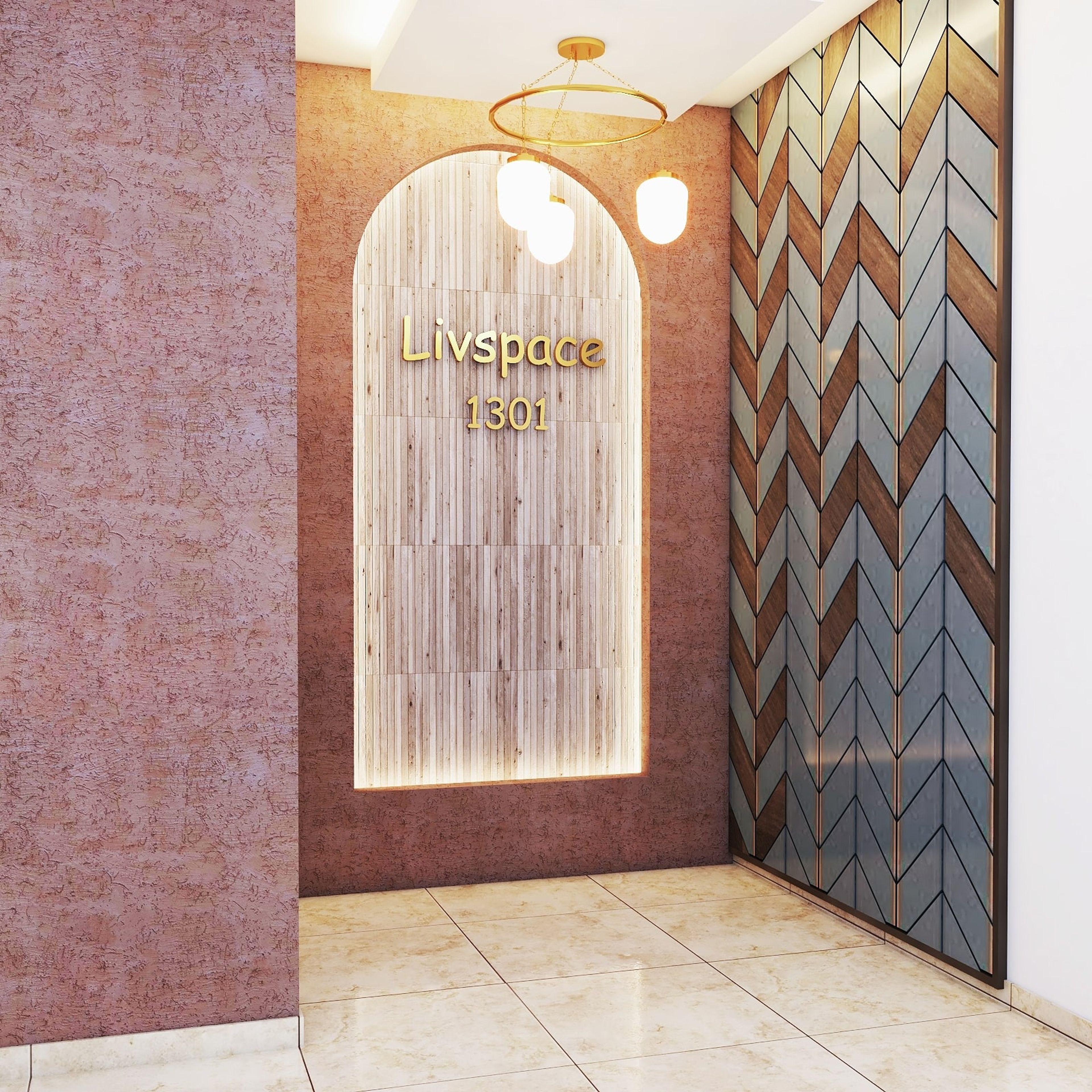 Classic Compact Foyer Design With Hanging Lights